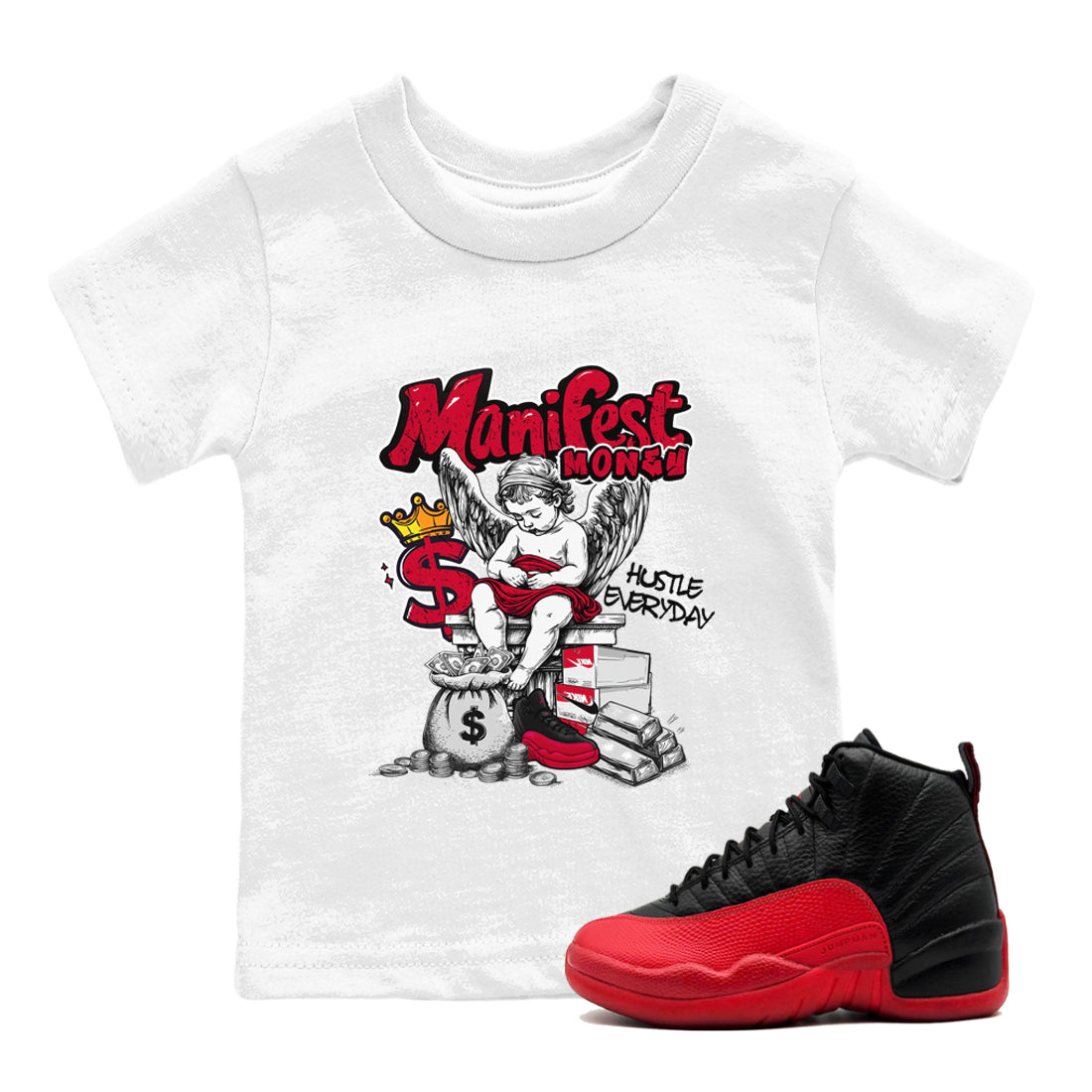Manifest Money snkmatch Tees Kids - Air Jordan 12 Flu Game