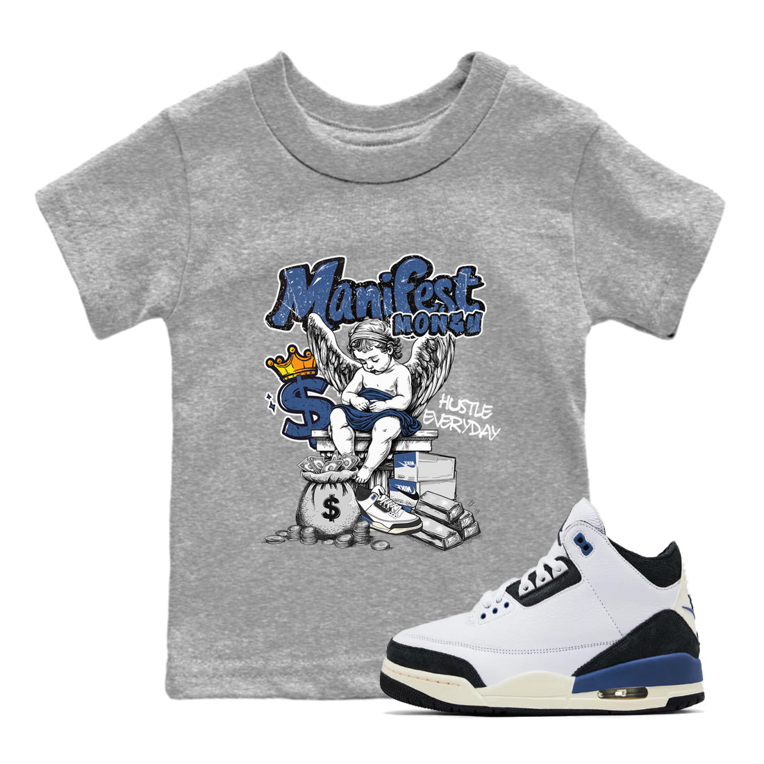 Manifest Money snkmatch Tees Kids - Air Jordan 3 A Ma Maniere x Diffused Blue