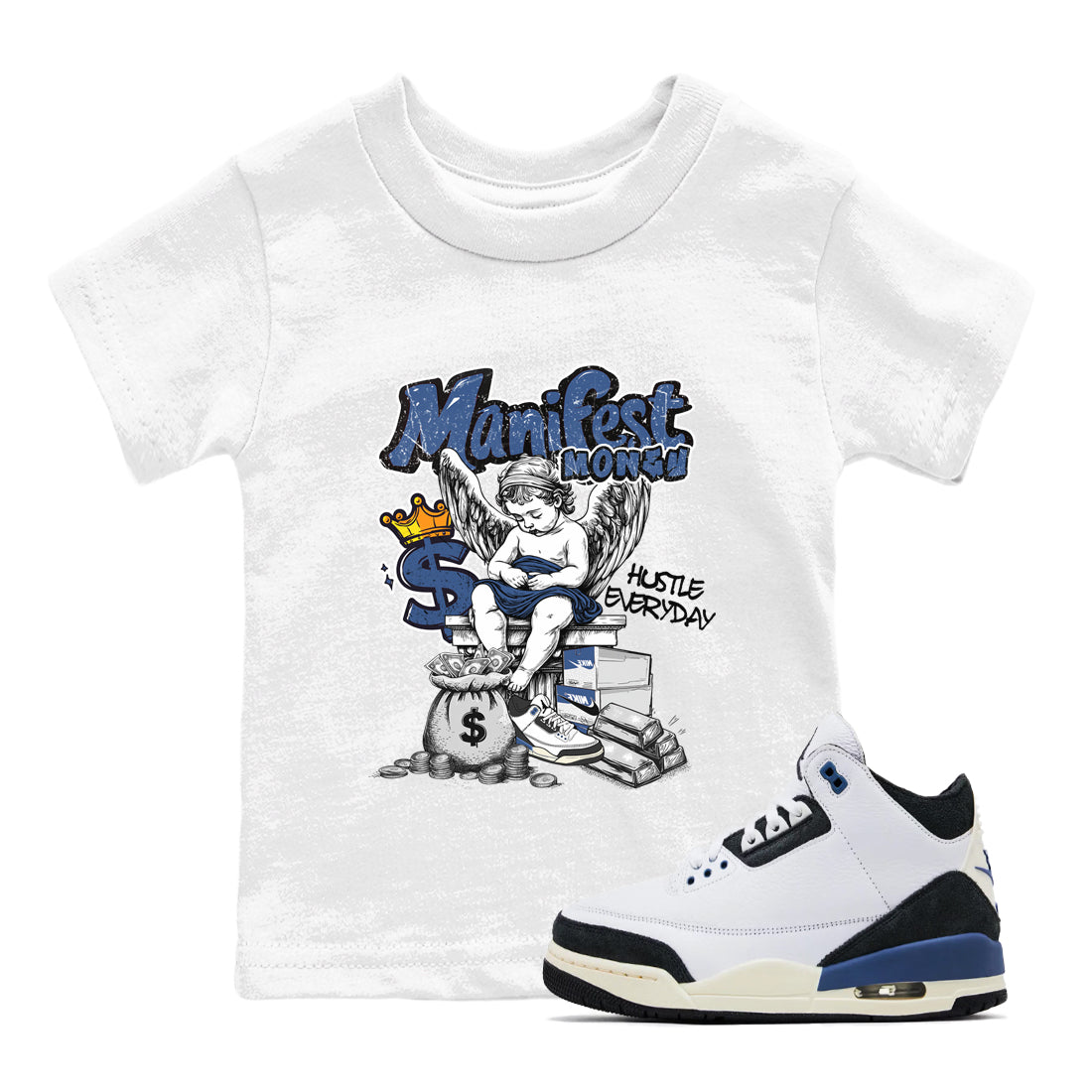 Manifest Money snkmatch Tees Kids - Air Jordan 3 A Ma Maniere x Diffused Blue