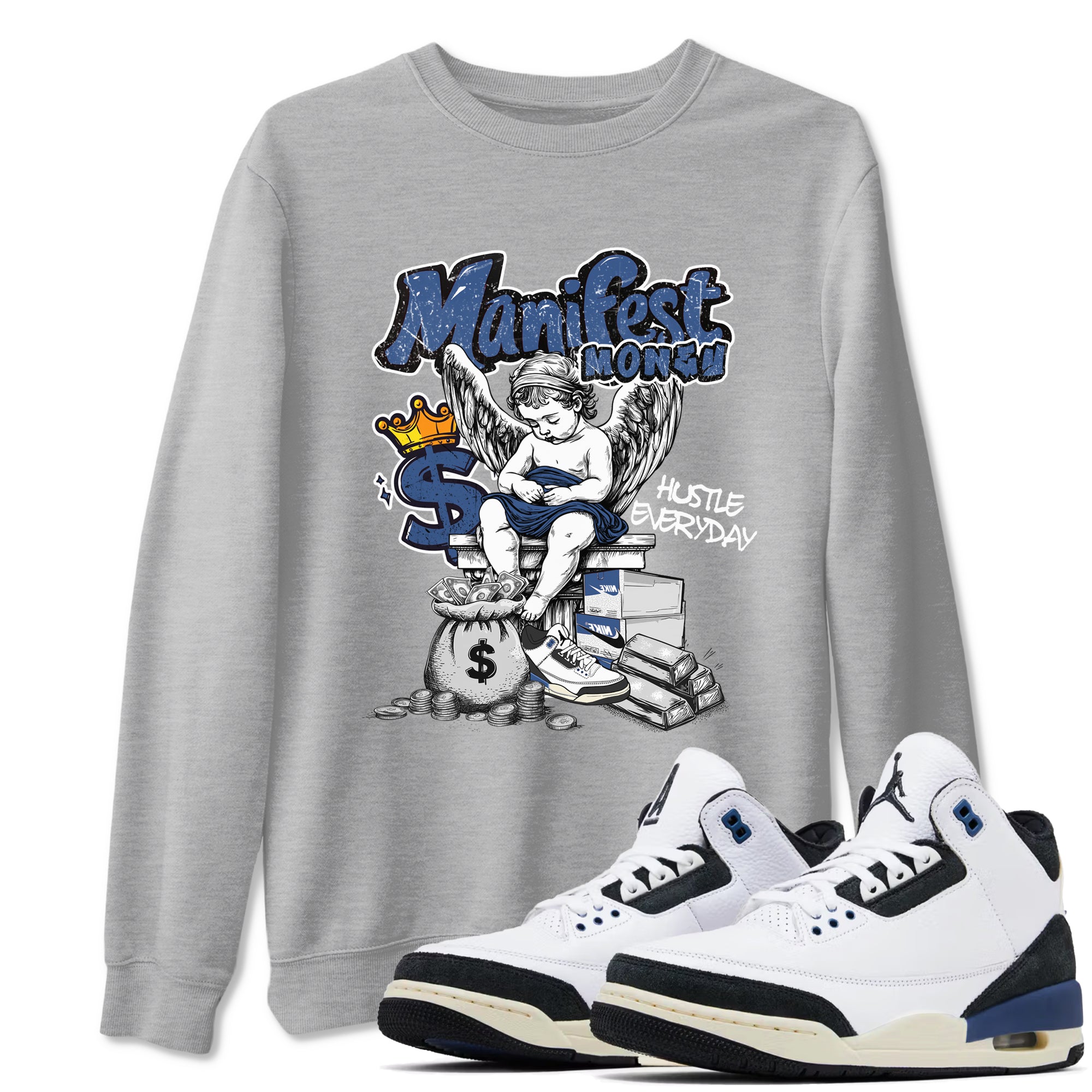 Manifest Money snkmatch Tees - Air Jordan 3 A Ma Maniere x Diffused Blue