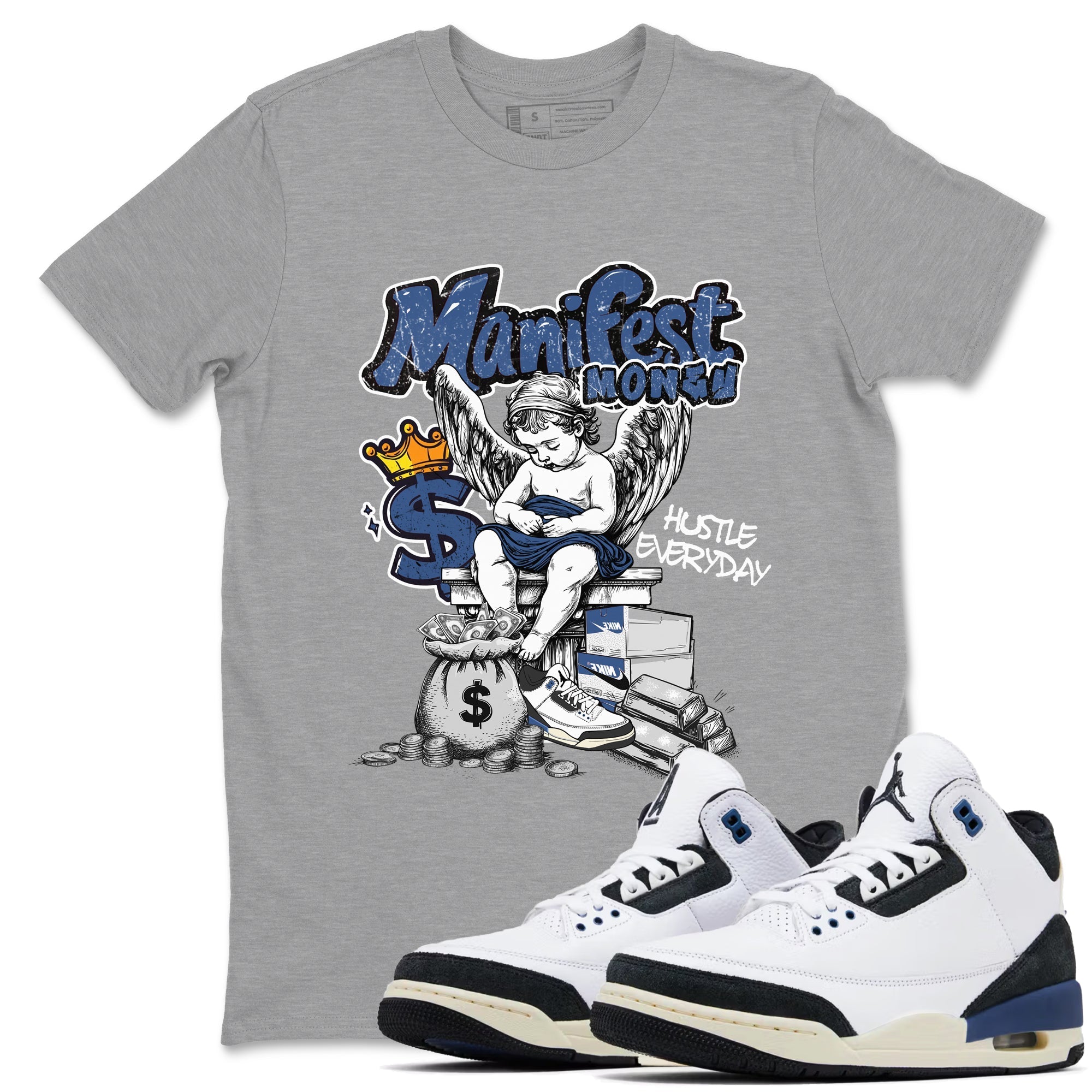 Manifest Money snkmatch Tees - Air Jordan 3 A Ma Maniere x Diffused Blue