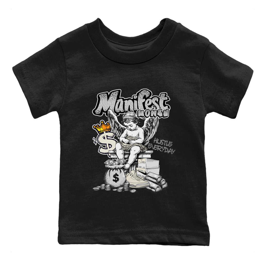 Manifest Money snkmatch Tees Kids - Air Jordan 3 Sail and Cement Grey
