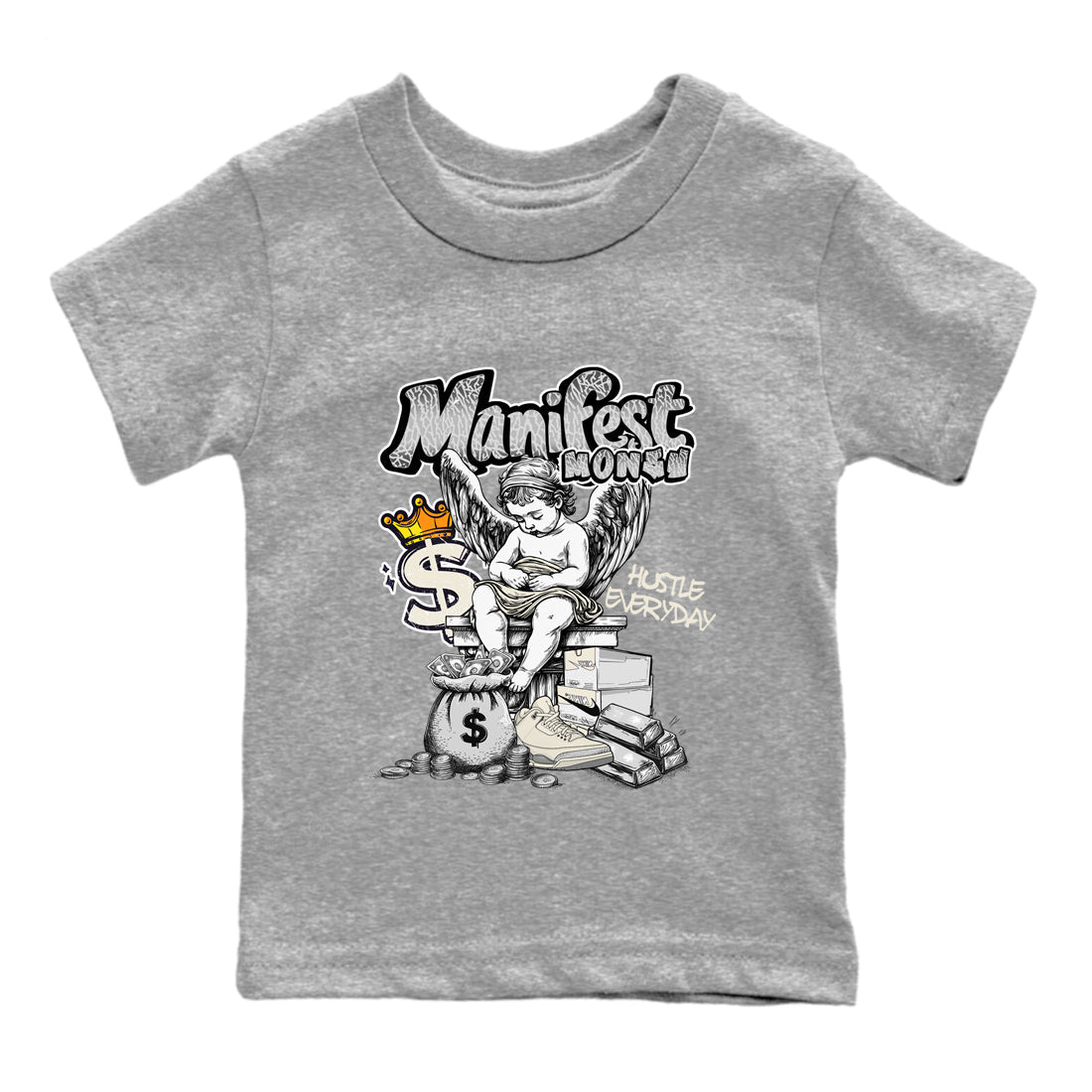 Manifest Money snkmatch Tees Kids - Air Jordan 3 Sail and Cement Grey