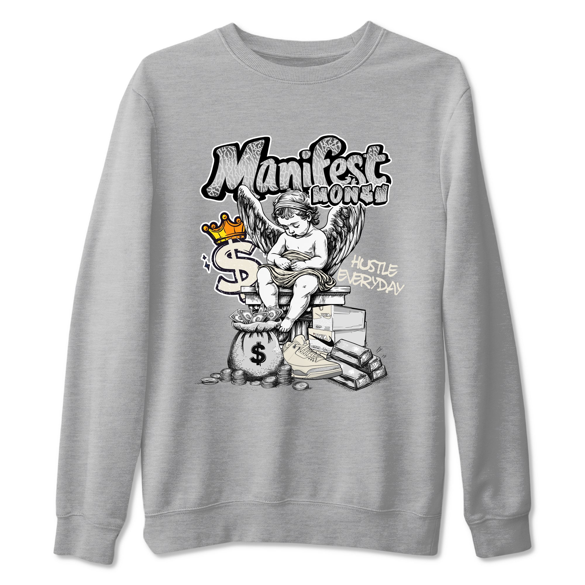Manifest Money snkmatch Tees - Air Jordan 3 Sail and Cement Grey
