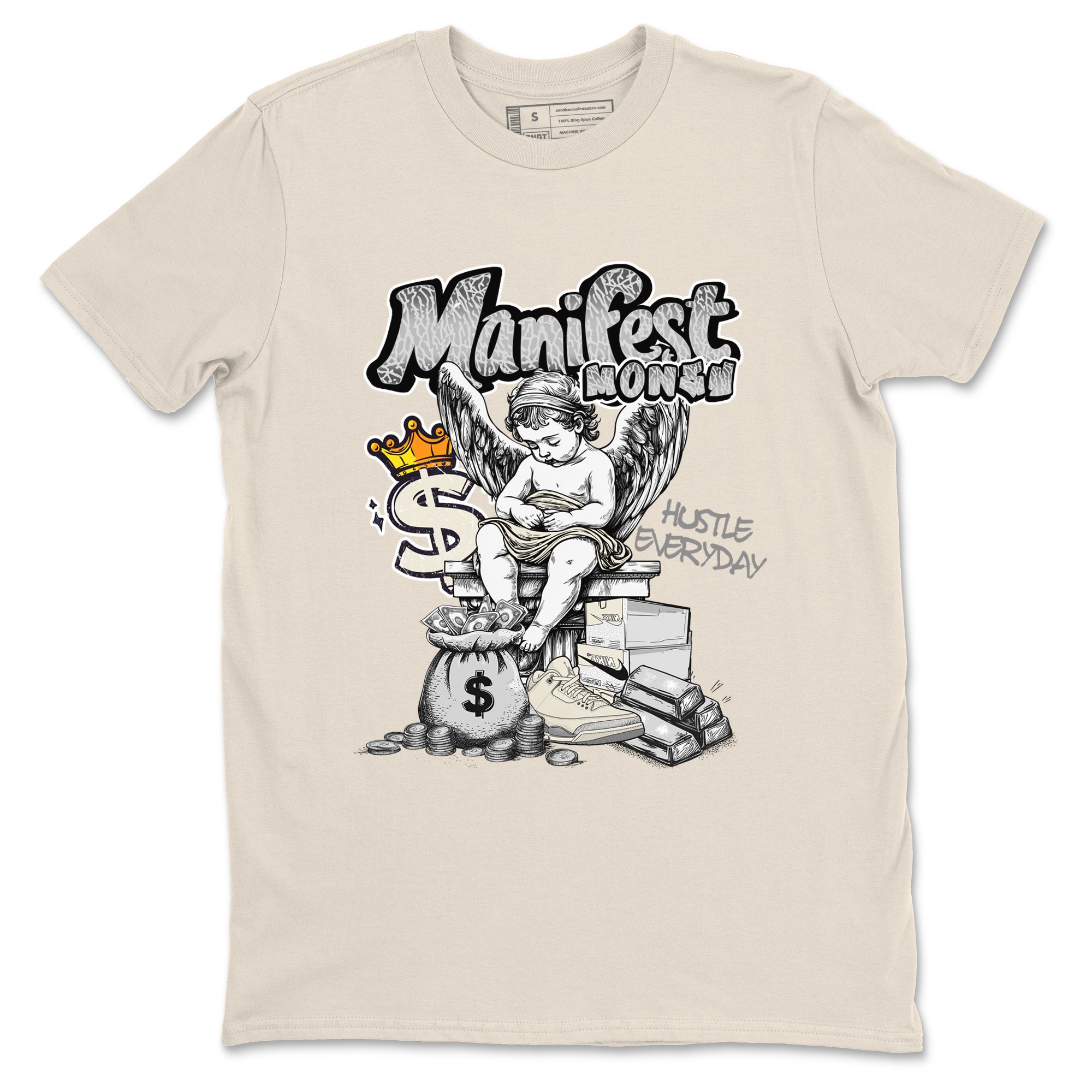 Manifest Money snkmatch Tees - Air Jordan 3 Sail and Cement Grey