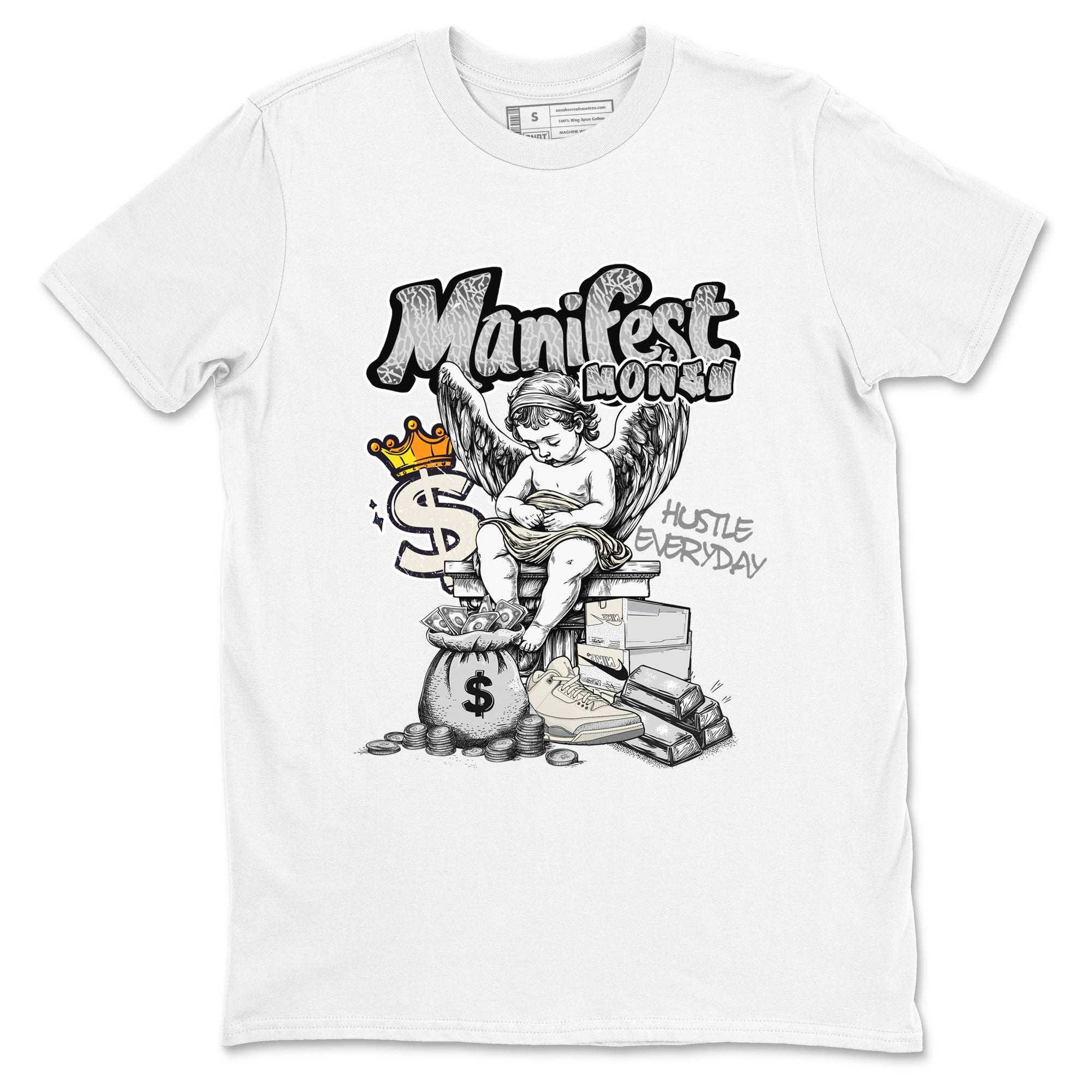 Manifest Money snkmatch Tees - Air Jordan 3 Sail and Cement Grey