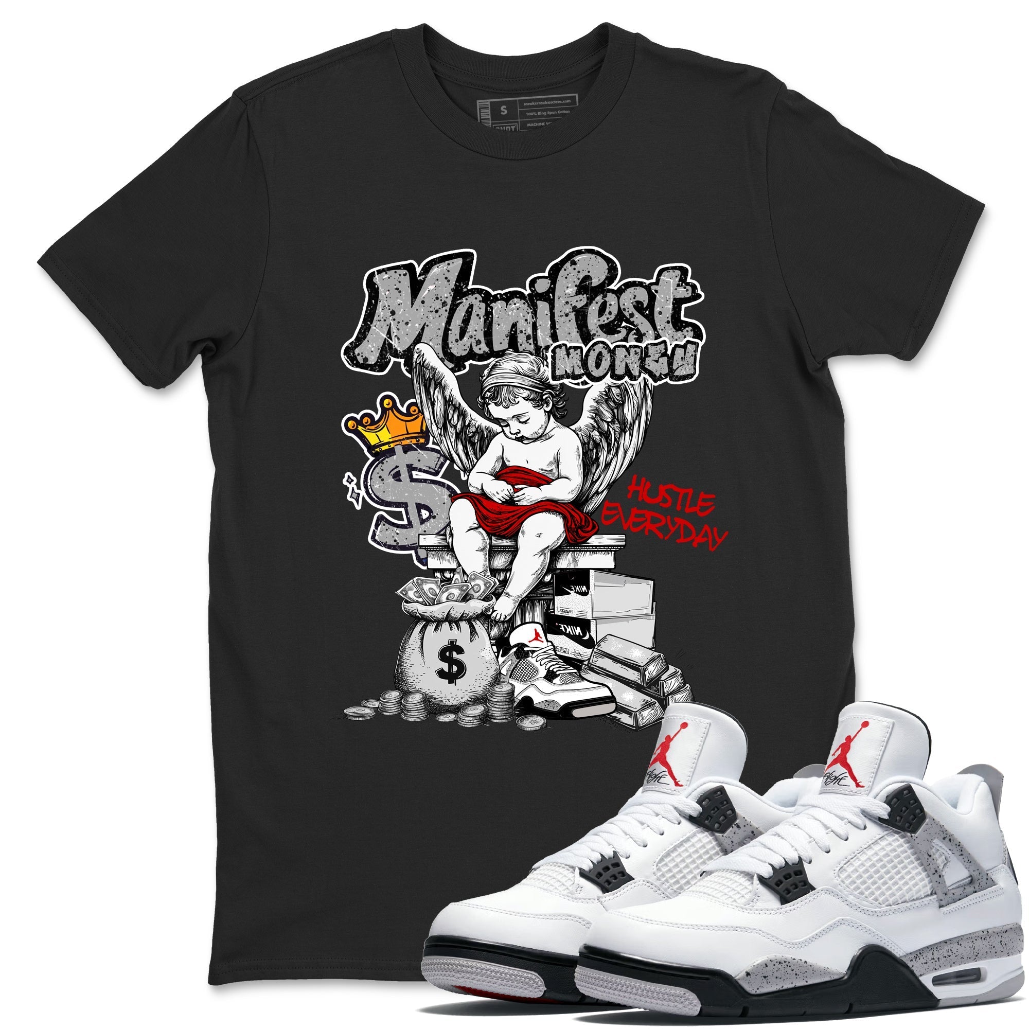 Manifest Money snkmatch Tees - Air Jordan 4 White Cement