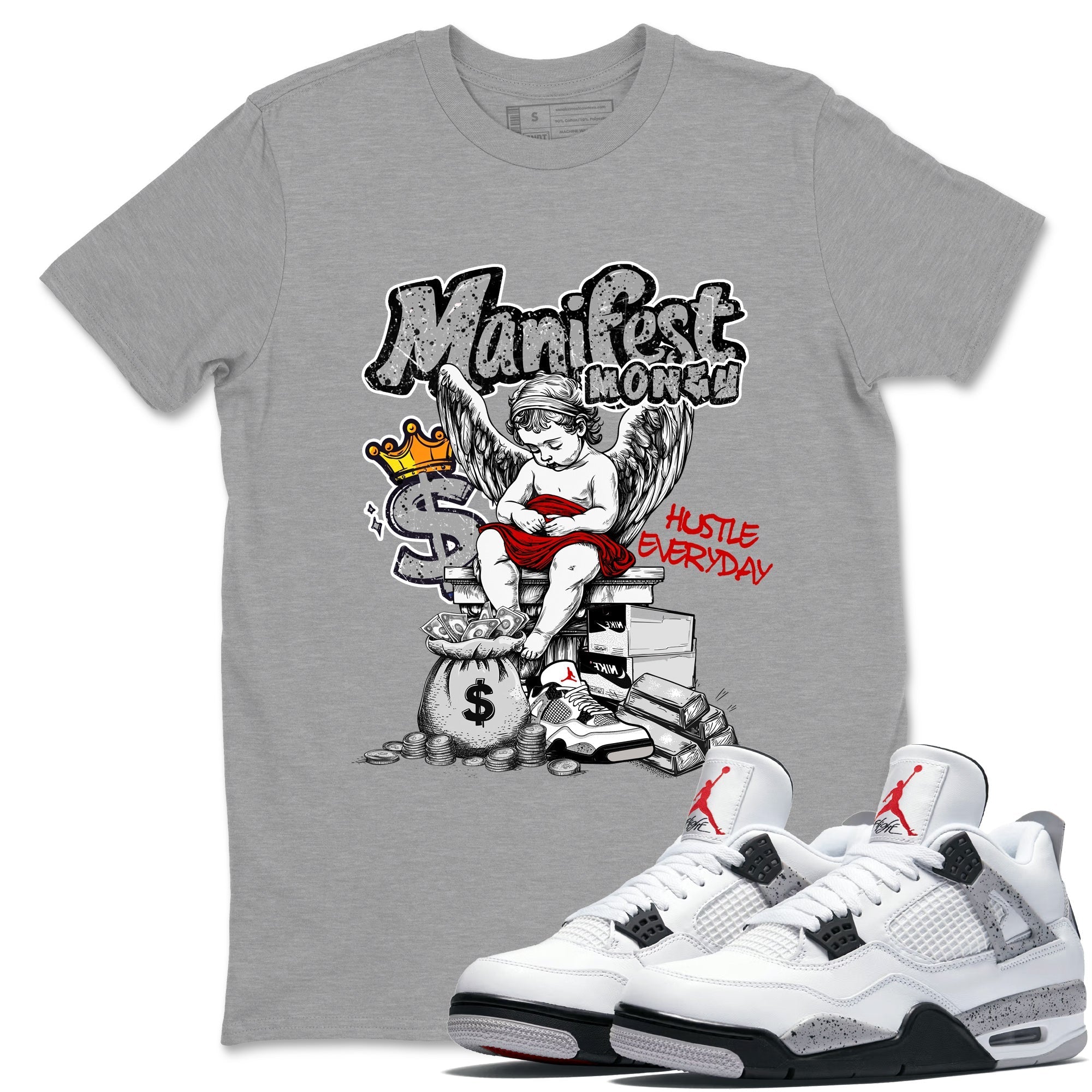 Manifest Money snkmatch Tees - Air Jordan 4 White Cement