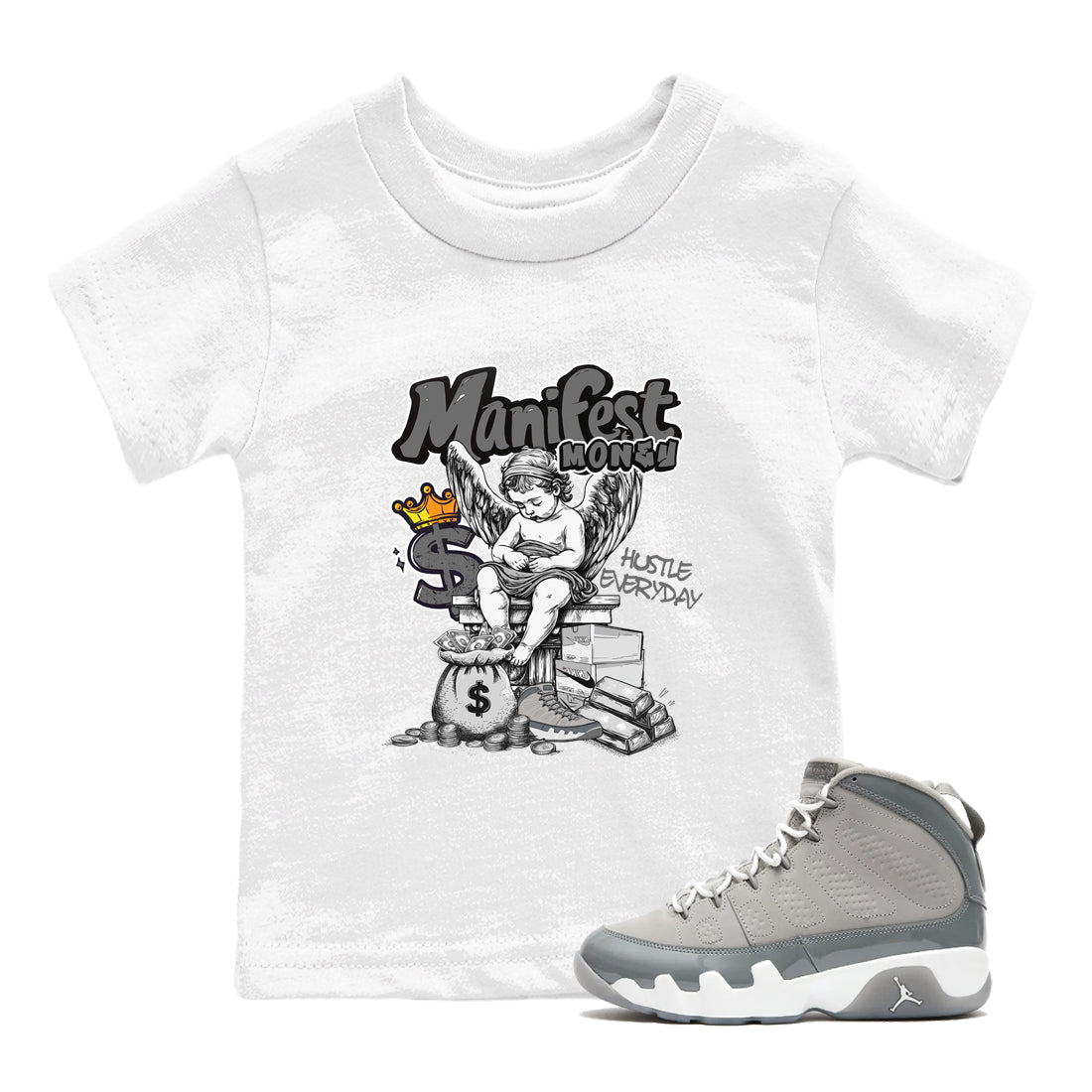 Manifest Money snkmatch Tees Kids - Air Jordan 9 Cool Grey