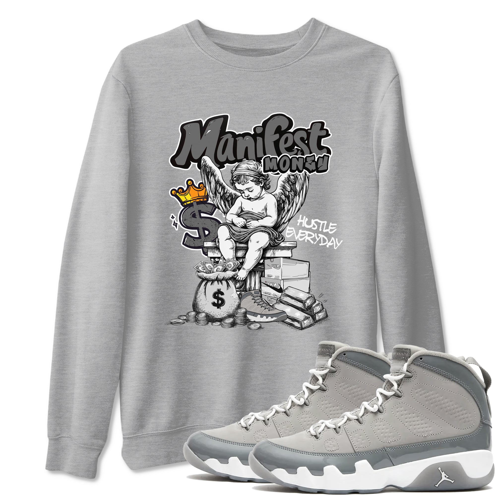 Manifest Money snkmatch Tees - Air Jordan 9 Cool Grey