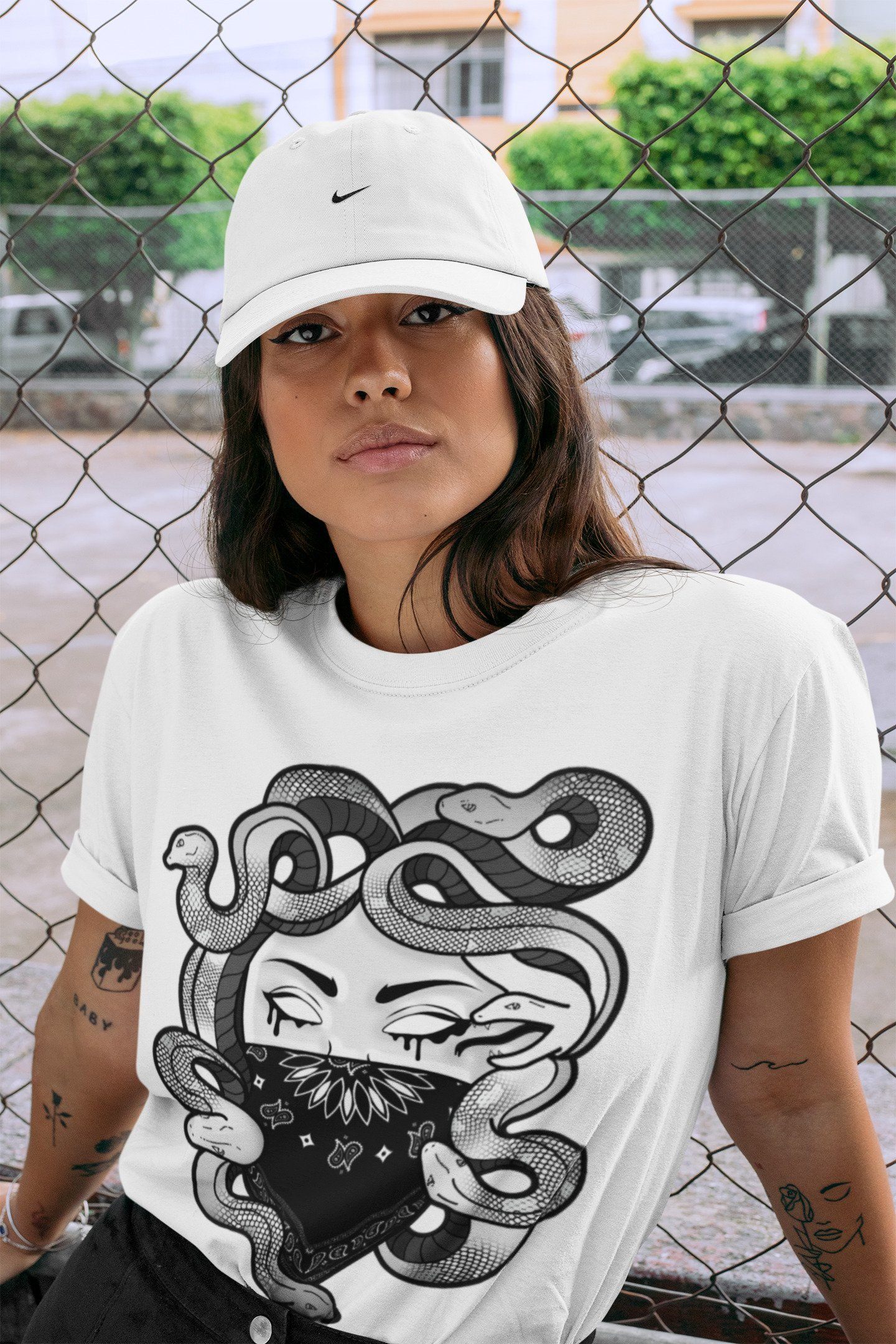 Medusa Unisex Tops - Air Jordan 1 Silver Toe