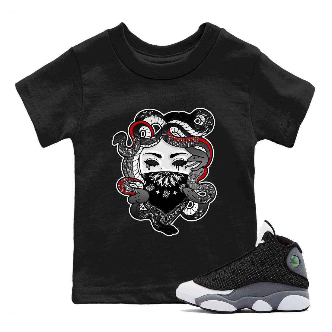 Medusa Kids Tops - Air Jordan 13 Black Flint