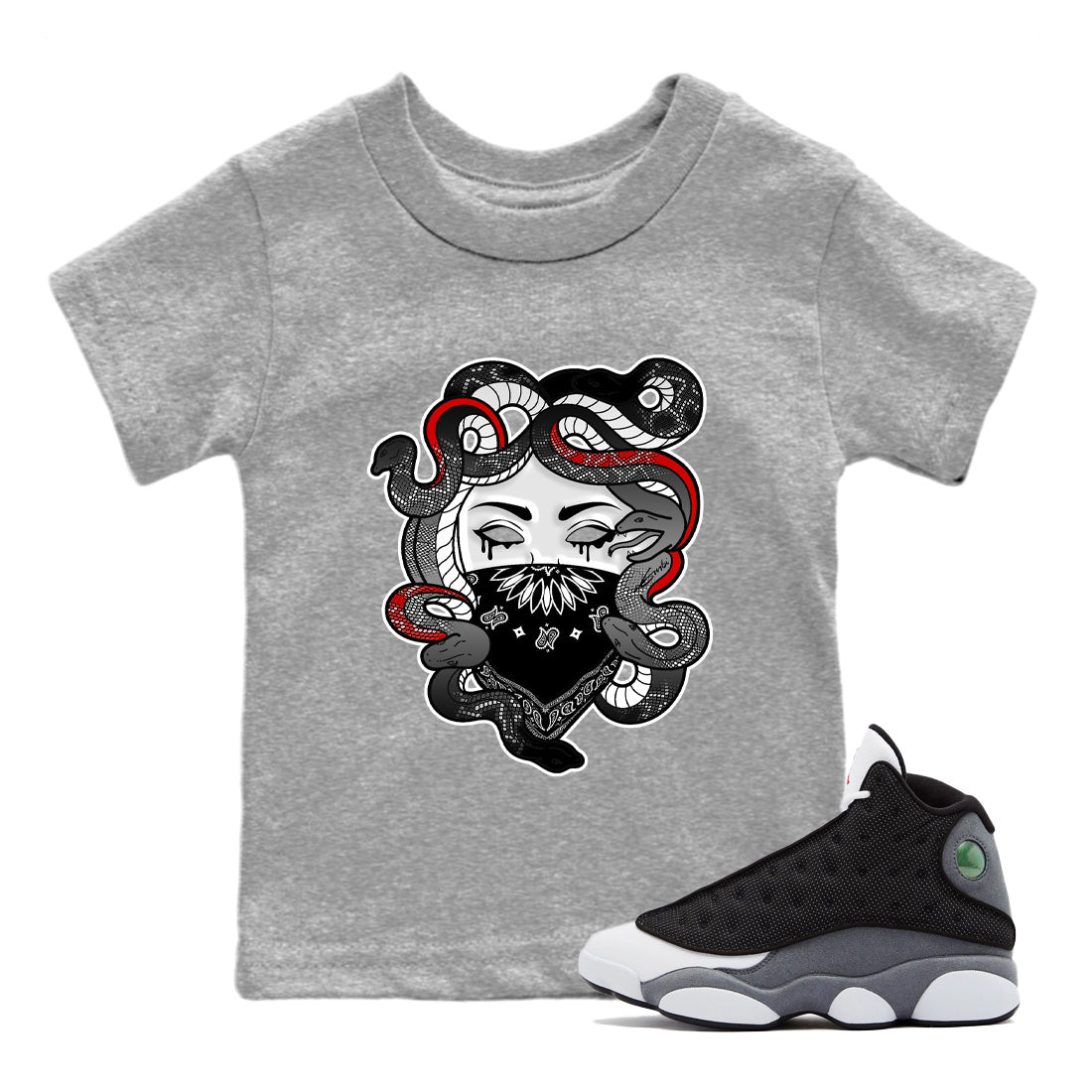 Medusa Kids Tops - Air Jordan 13 Black Flint
