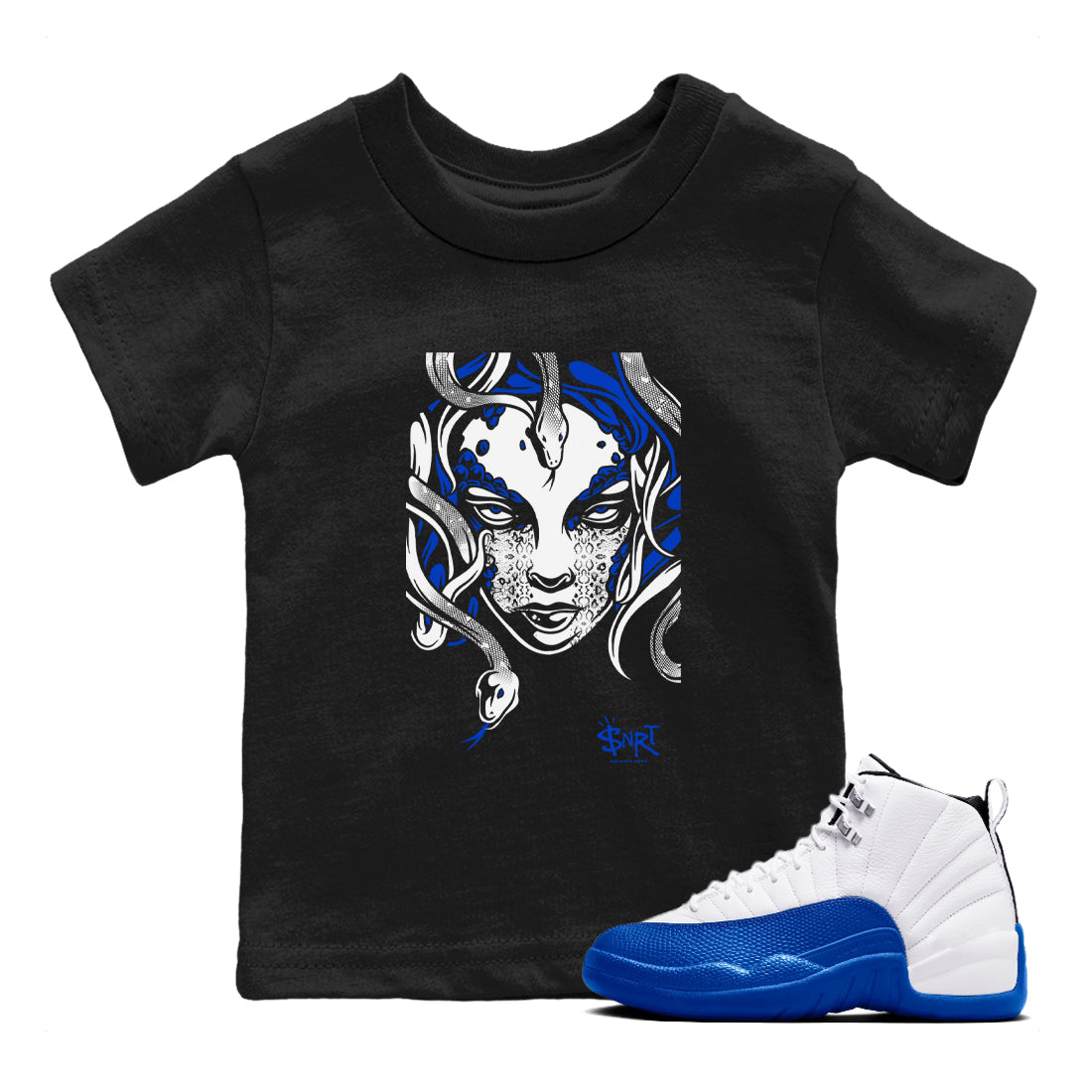 Medusa Head snkmatch Tees Kids - Air Jordan 12 Blueberry