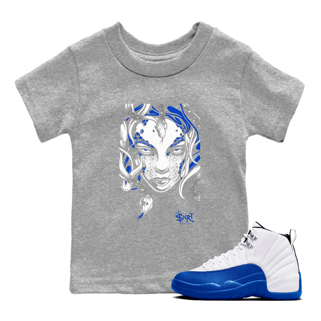 Medusa Head snkmatch Tees Kids - Air Jordan 12 Blueberry