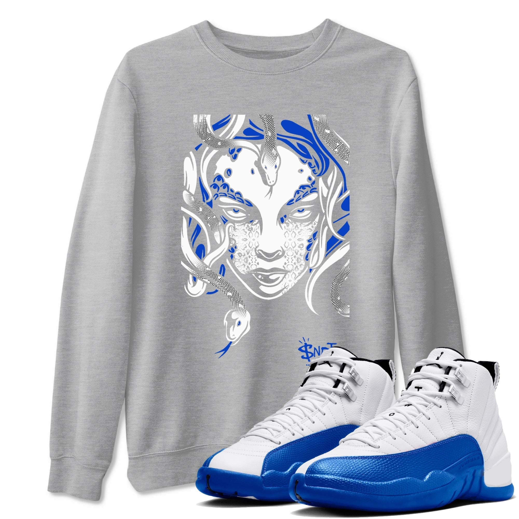 Medusa Head snkmatch Tees - Air Jordan 12 Blueberry