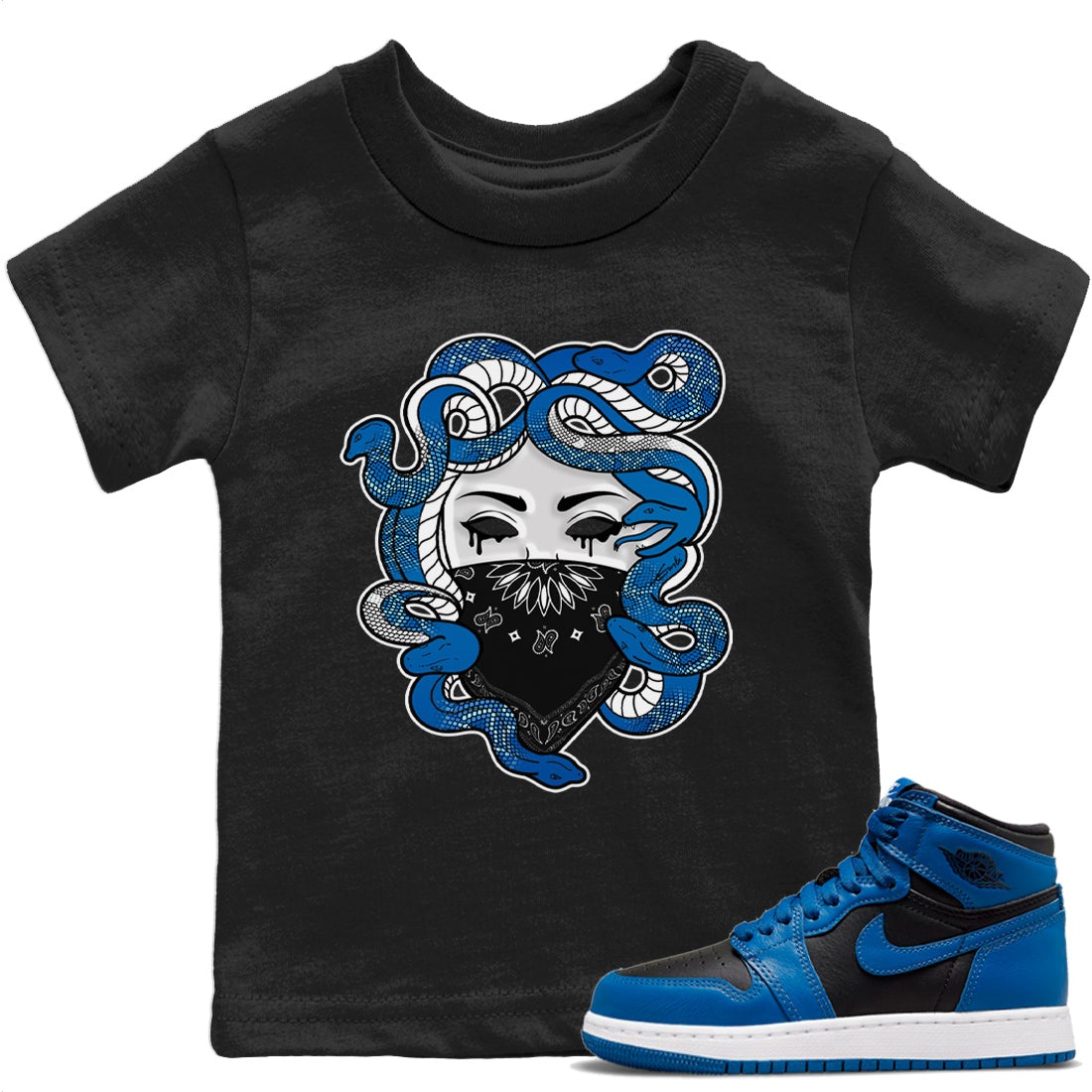 Medusa Kids Tops - Air Jordan 1 Dark Marina Blue