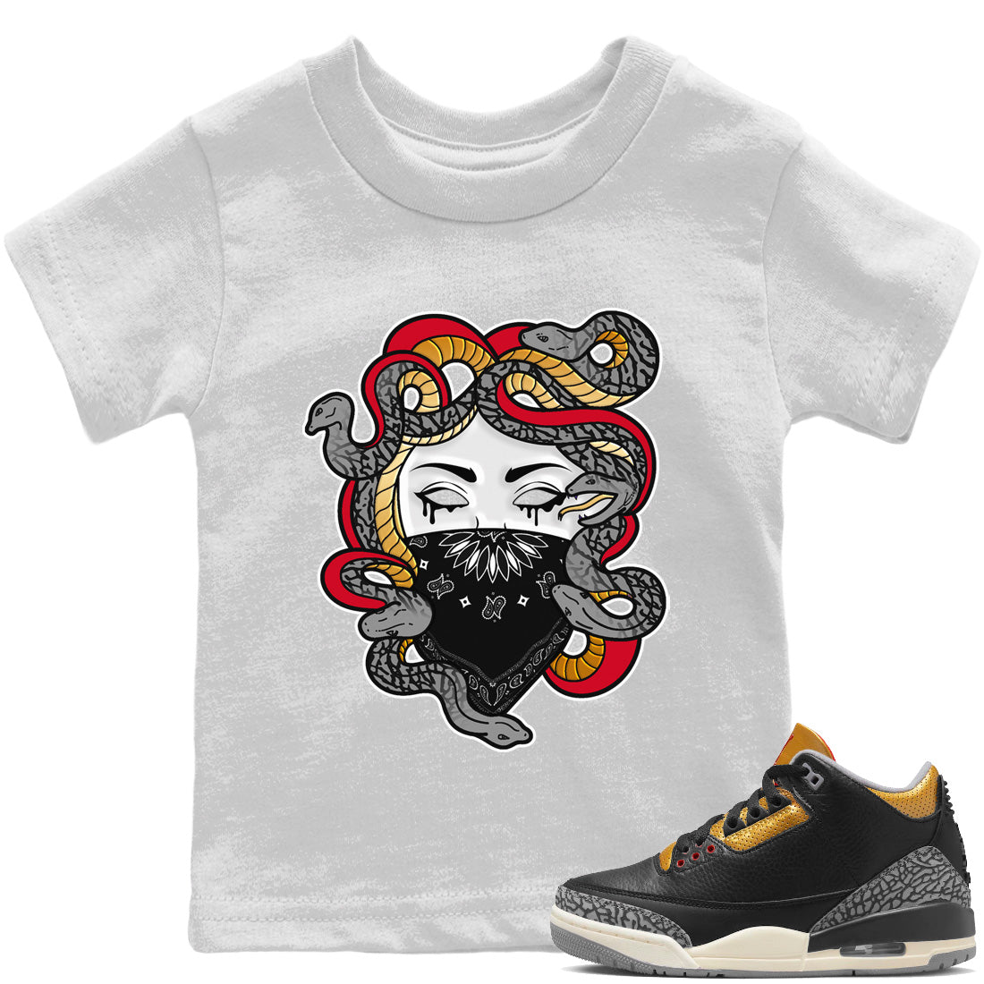 Medusa Kids Tops - Air Jordan 3 Black Gold