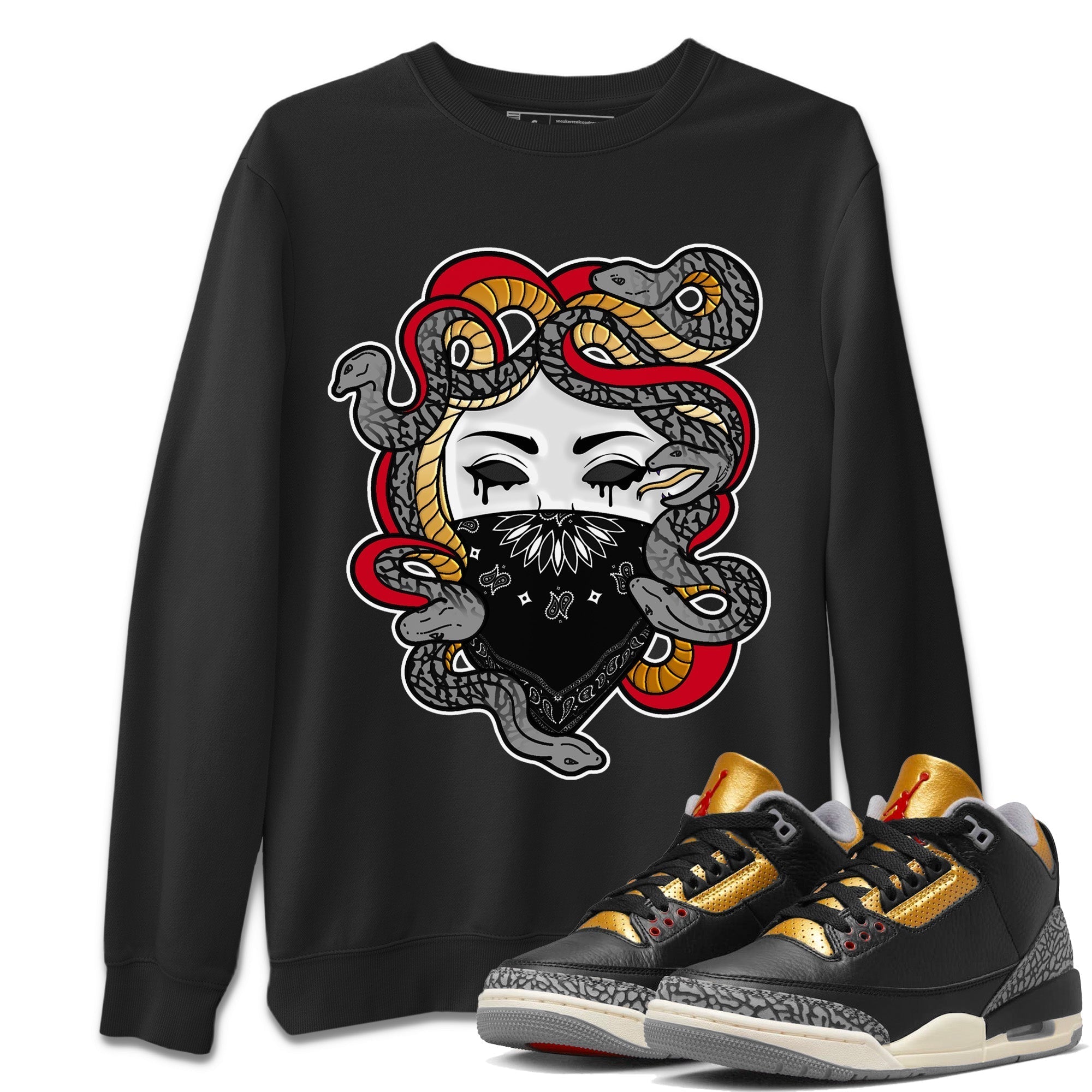 Medusa Unisex Tops - Air Jordan 3 Black Gold
