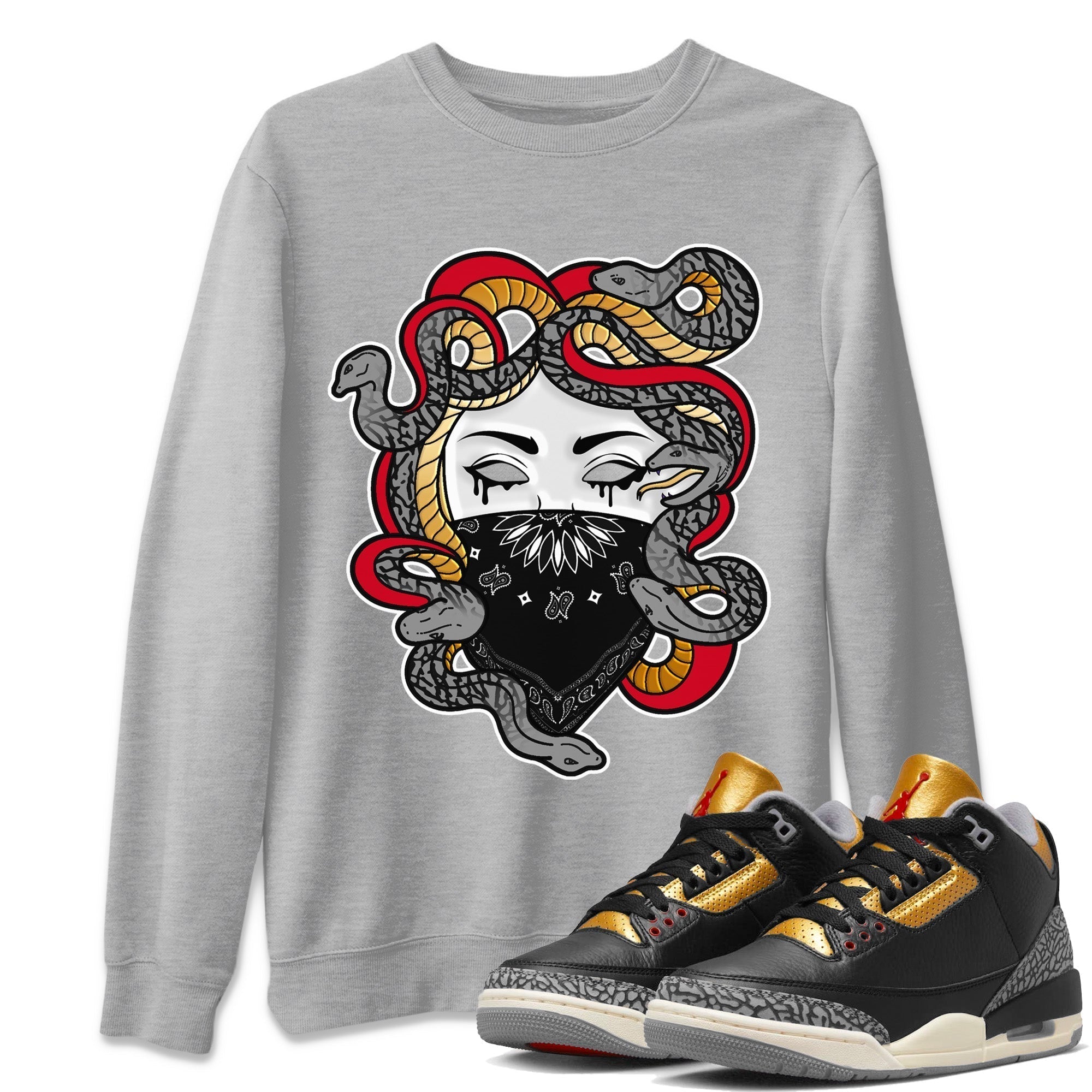 Medusa Unisex Tops - Air Jordan 3 Black Gold
