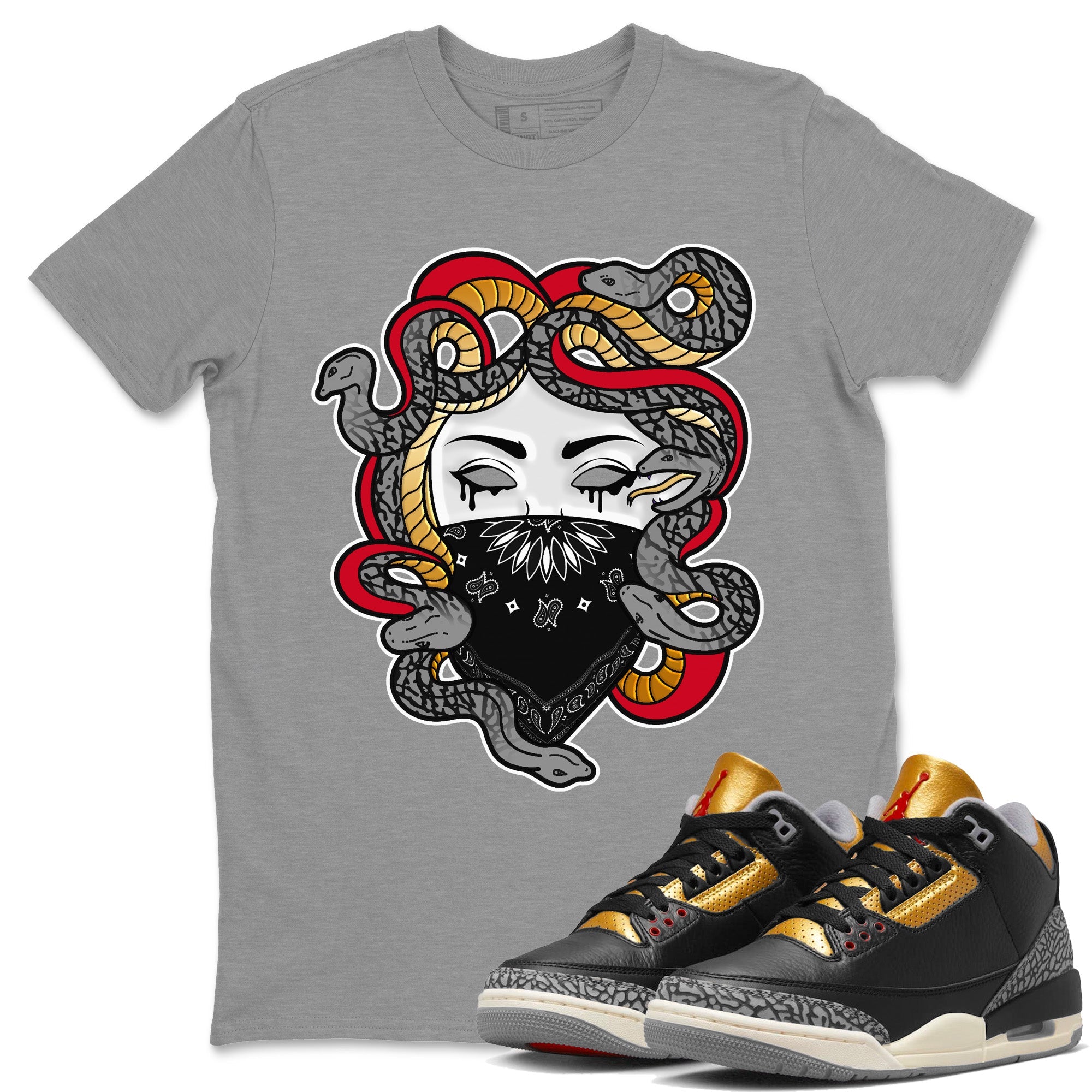 Medusa Unisex Tops - Air Jordan 3 Black Gold
