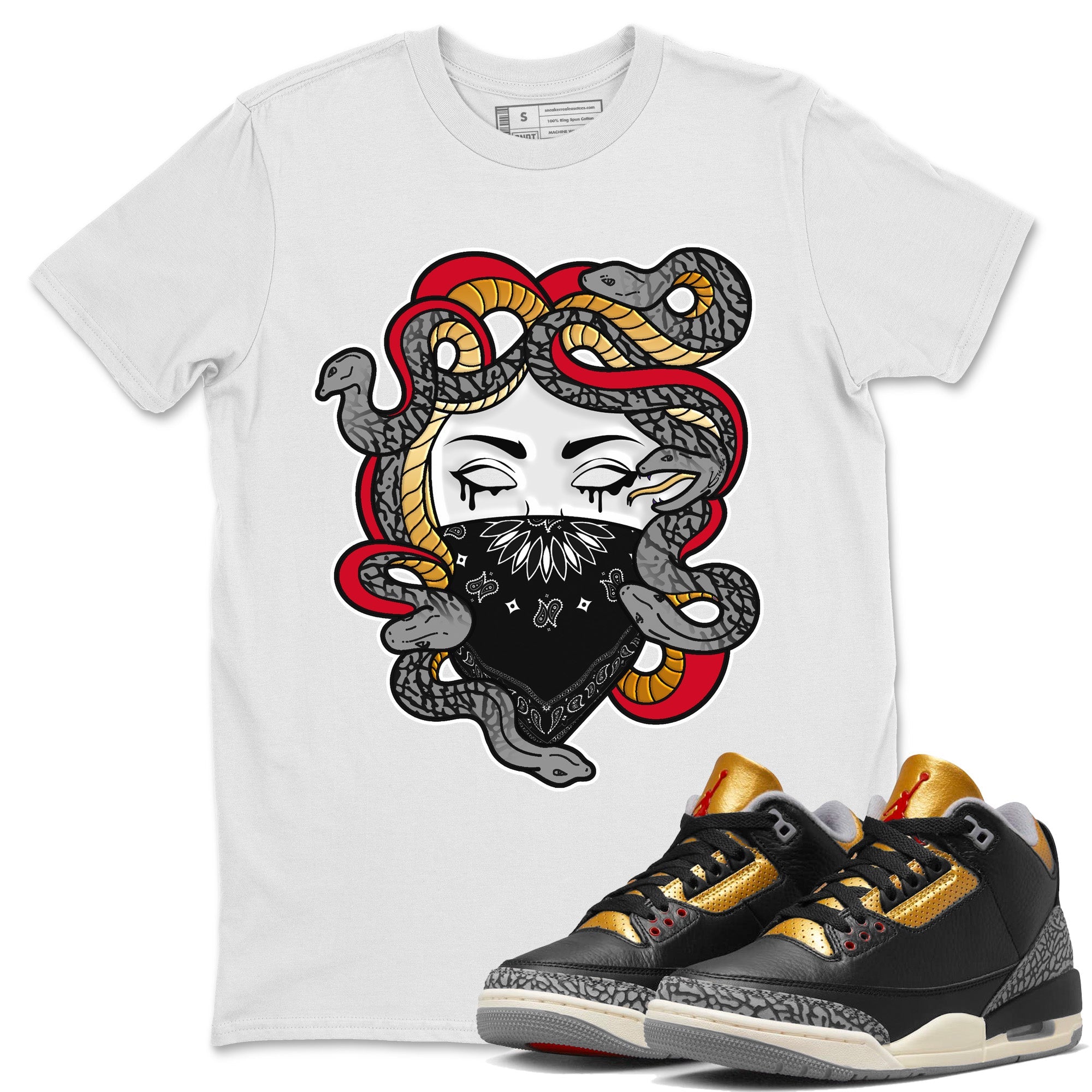 Medusa Unisex Tops - Air Jordan 3 Black Gold