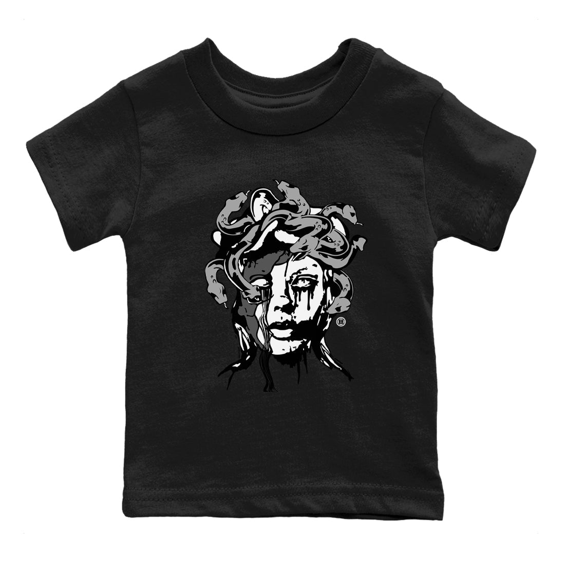 Medusa Statue snkmatch Tees Kids - Air Jordan 12 Black Wolf Grey