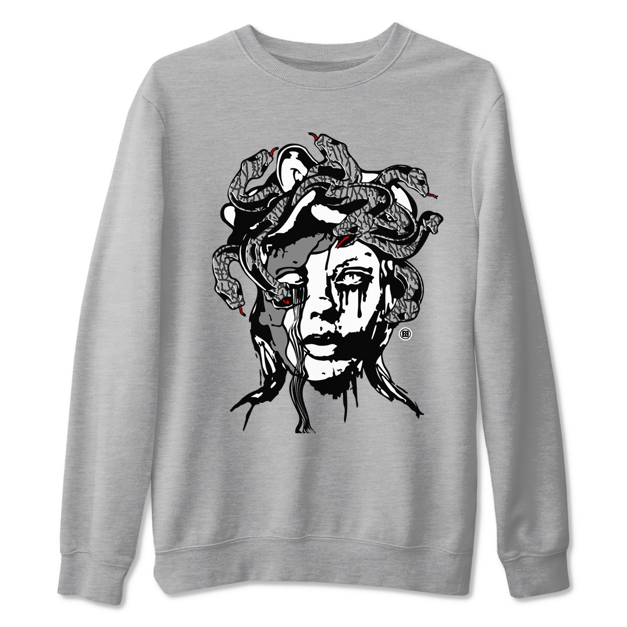 Medusa Statue snkmatch Tees - Air Jordan 3 Cement Grey