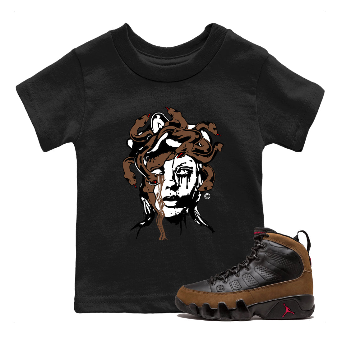 Medusa Statue snkmatch Tees Kids - Air Jordan 9 Olive