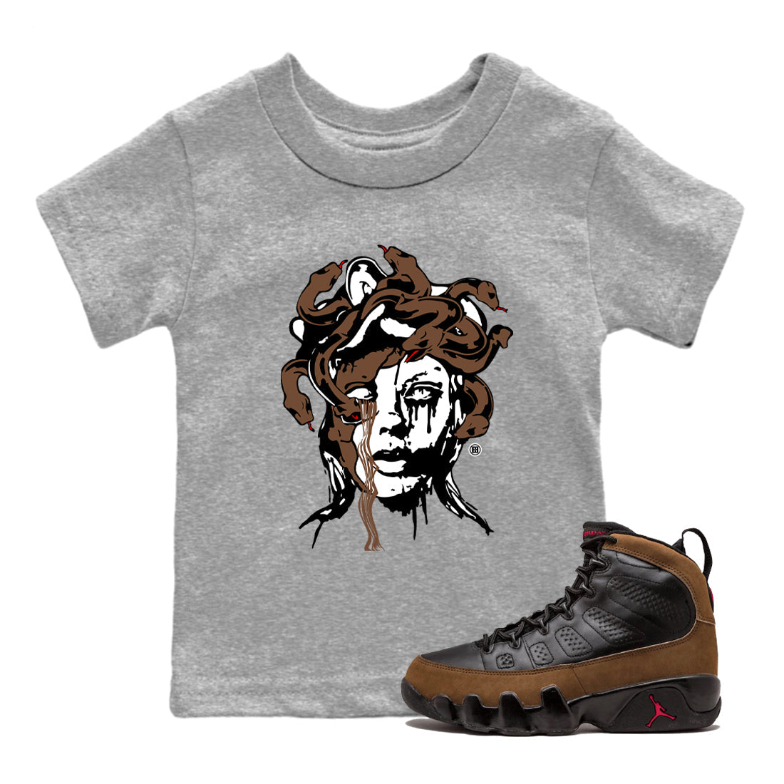 Medusa Statue snkmatch Tees Kids - Air Jordan 9 Olive