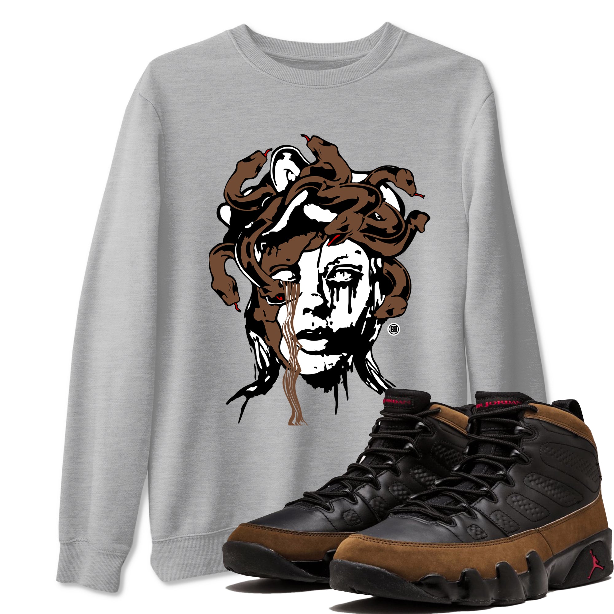 Medusa Statue snkmatch Tees - Air Jordan 9 Olive