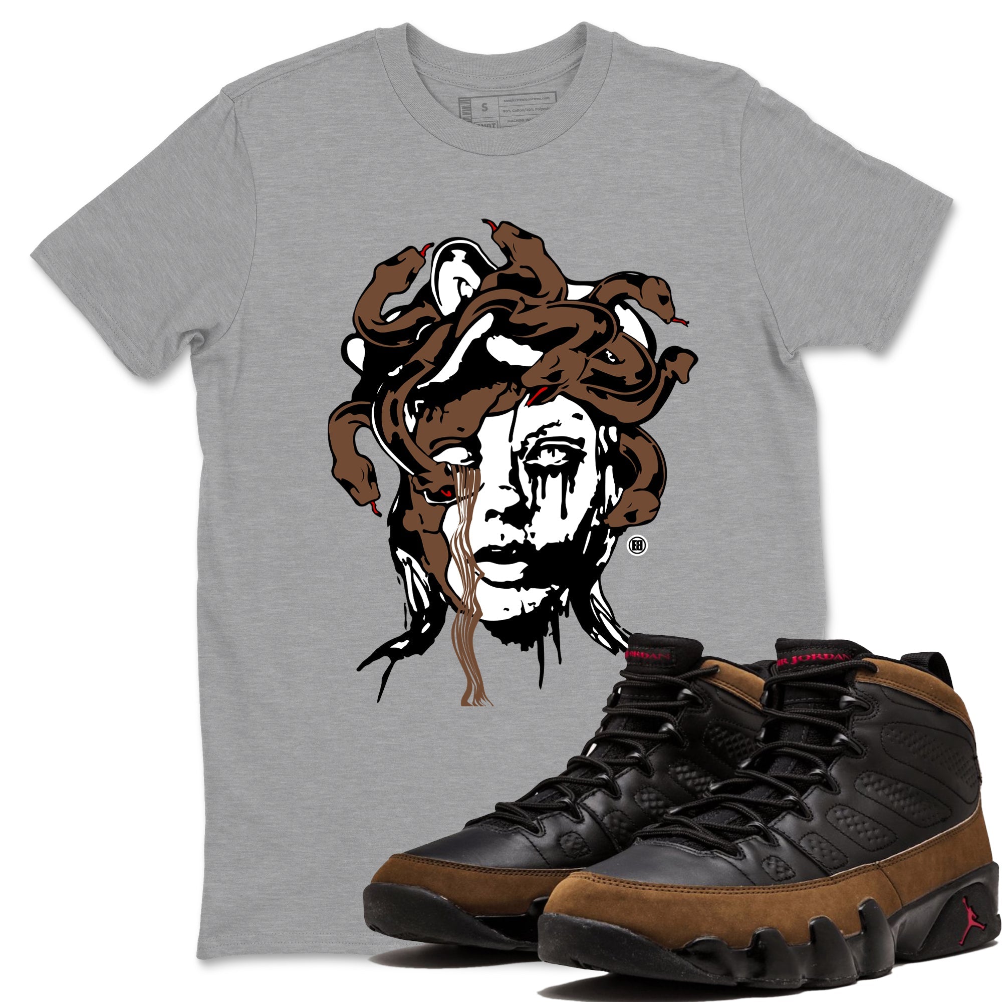 Medusa Statue snkmatch Tees - Air Jordan 9 Olive