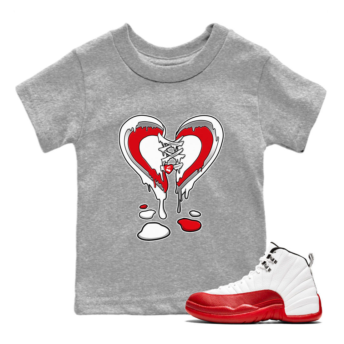 Melting Heart Kids Tops - Air Jordan 12 Cherry