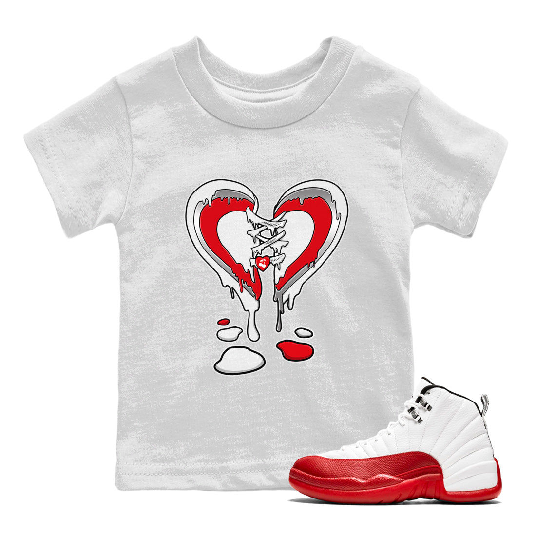 Melting Heart Kids Tops - Air Jordan 12 Cherry
