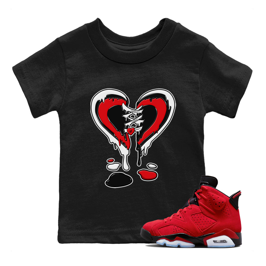 Melting Heart Kids Tops - Air Jordan 6 Toro Bravo