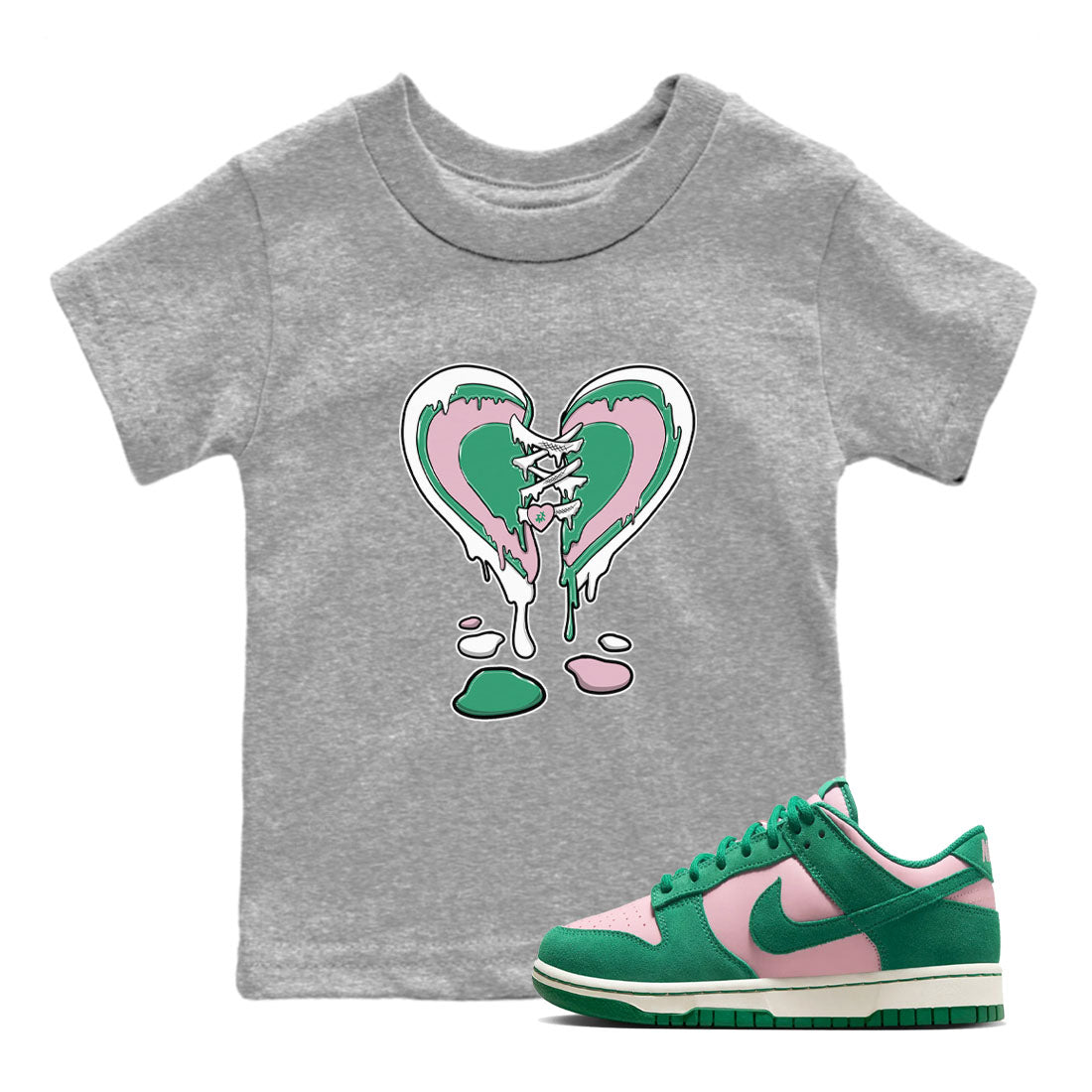 Melting Heart snkmatch Tees Kids - Dunk Medium Soft Pink Malachite