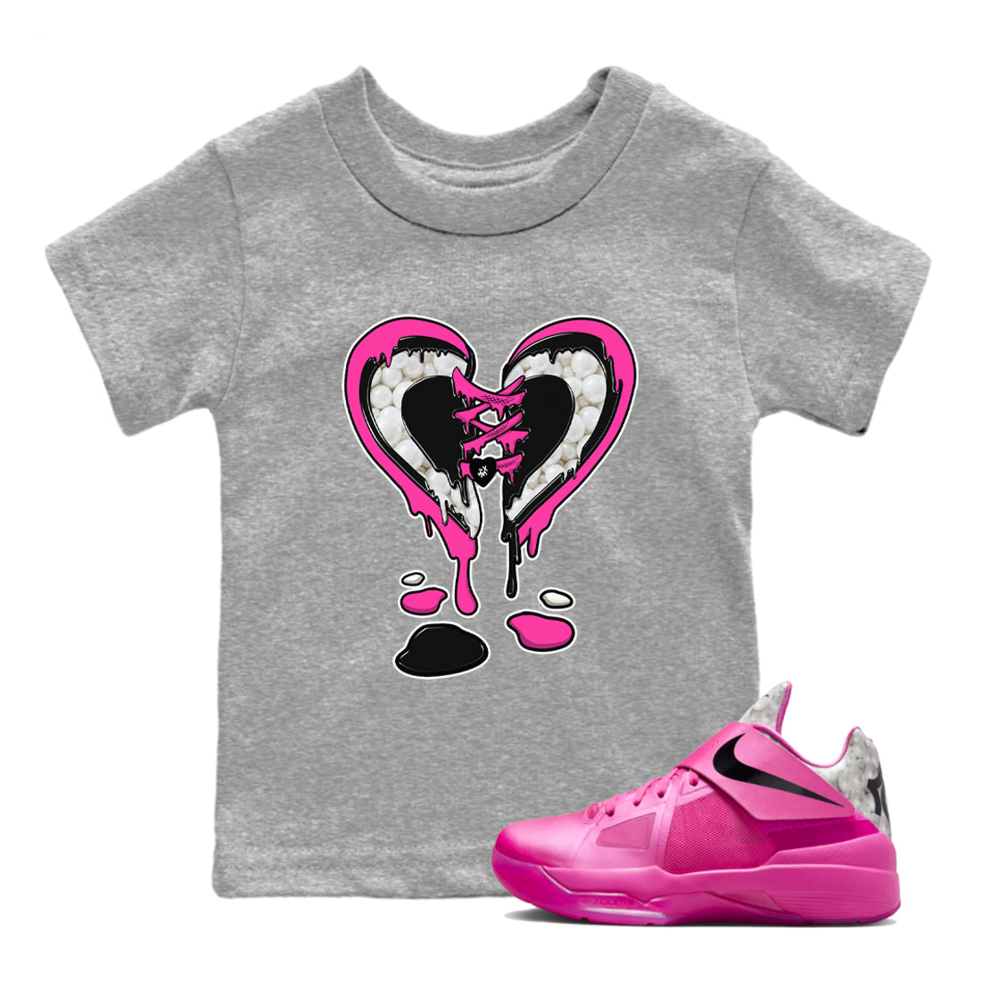 Melting Heart snkmatch Tees Kids - Nike KD 4 Aunt Pearl