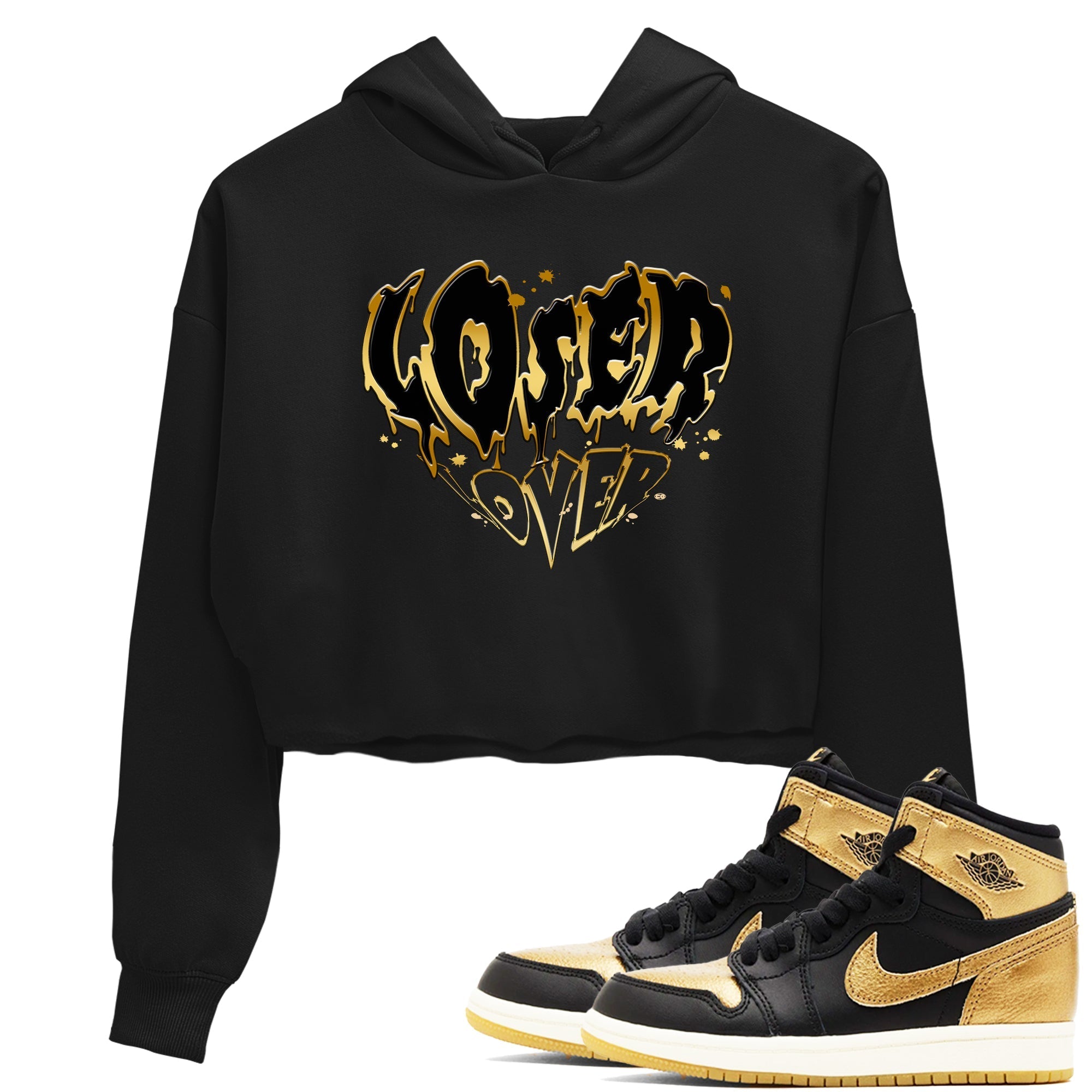Melting Loser Lover snkmatch Women's Top - Air Jordan 1 Black Metallic Gold