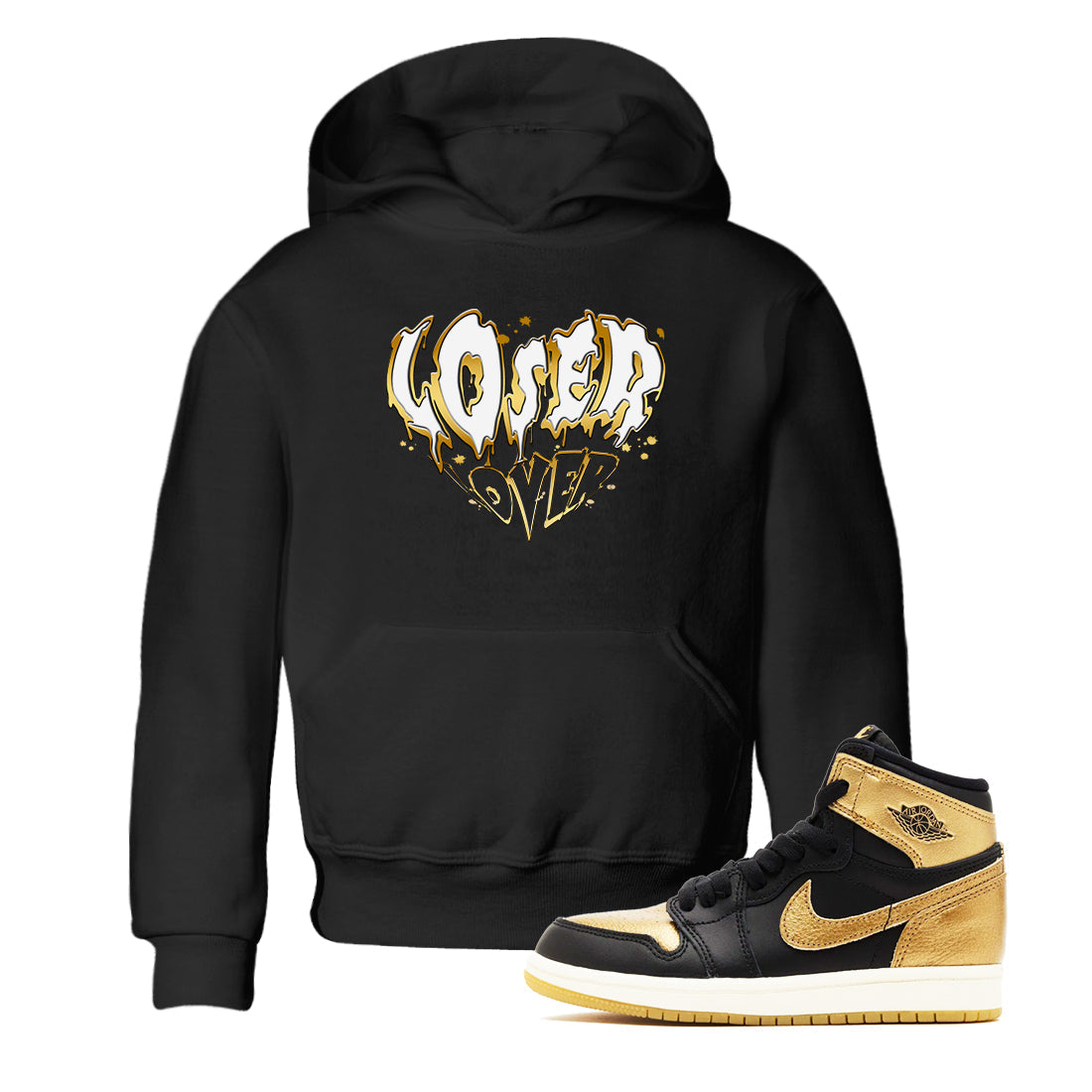 Melting Loser Lover snkmatch Tees Kids - Air Jordan 1 Black Metallic Gold