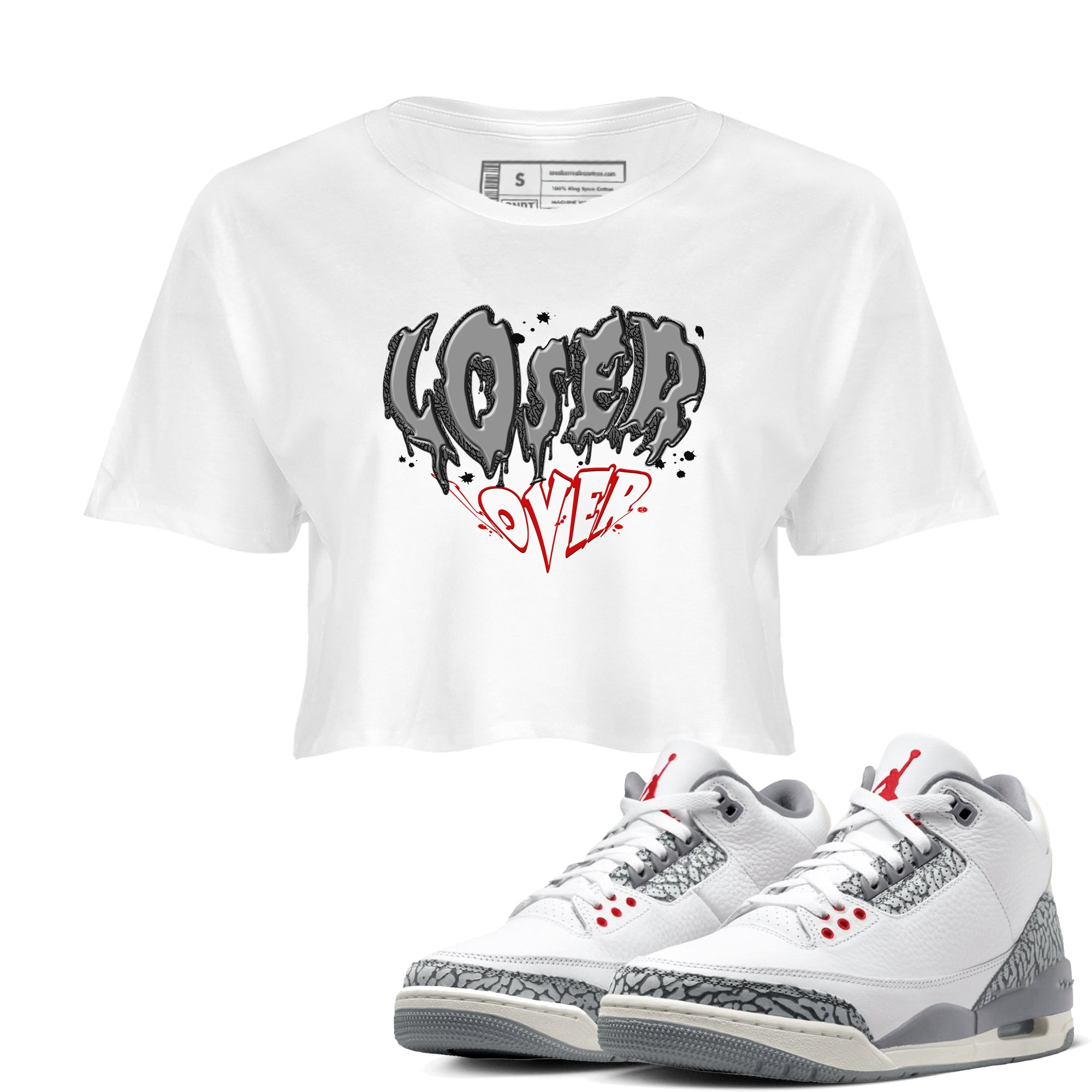 Melting Loser Lover snkmatch Women's Top - Air Jordan 3 Cement Grey