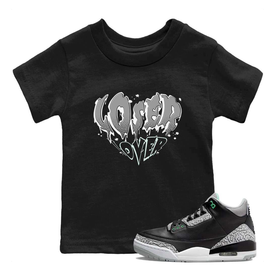 Melting Loser Lover snkmatch Tees Kids - Air Jordan 3 Green Glow