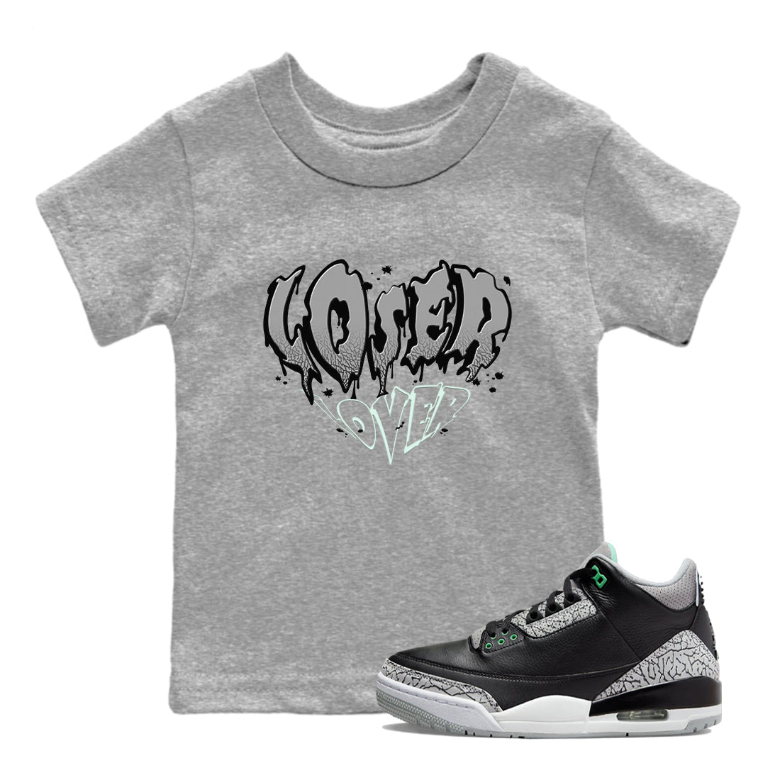 Melting Loser Lover snkmatch Tees Kids - Air Jordan 3 Green Glow