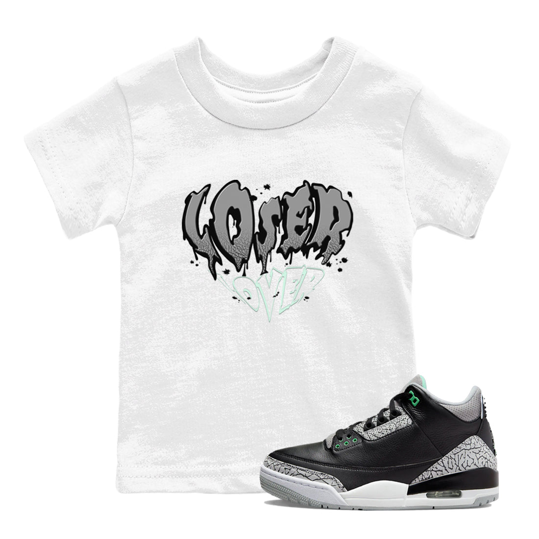 Melting Loser Lover snkmatch Tees Kids - Air Jordan 3 Green Glow