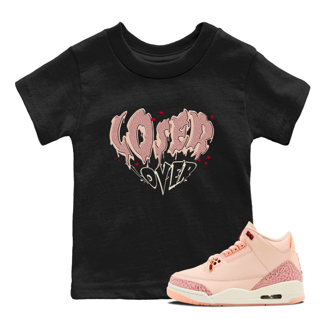Melting Loser Lover snkmatch Tees Kids - Air Jordan 3 Valentines Day