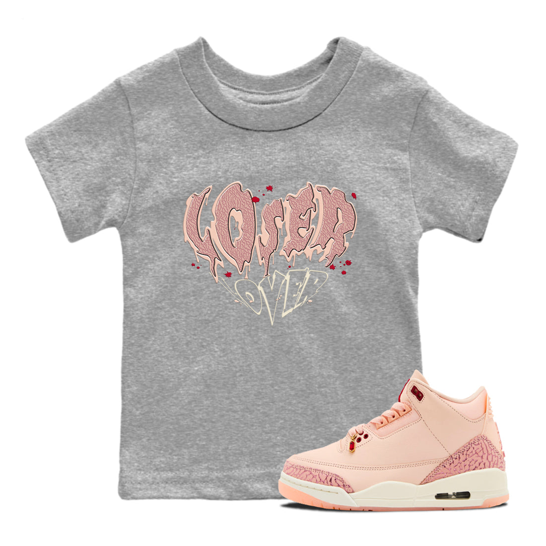 Melting Loser Lover snkmatch Tees Kids - Air Jordan 3 Valentines Day