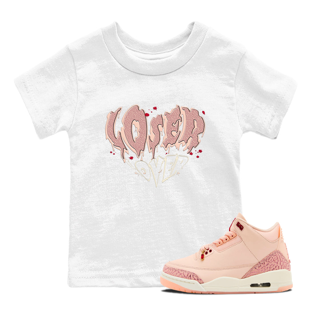 Melting Loser Lover snkmatch Tees Kids - Air Jordan 3 Valentines Day