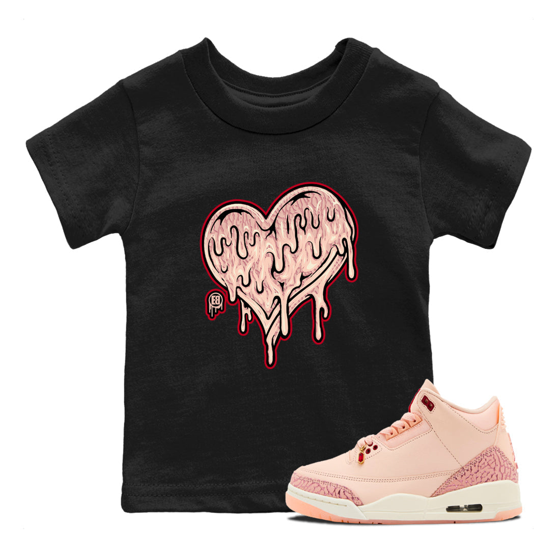 Melting Love Heart snkmatch Tees Kids - Air Jordan 3 Valentines Day