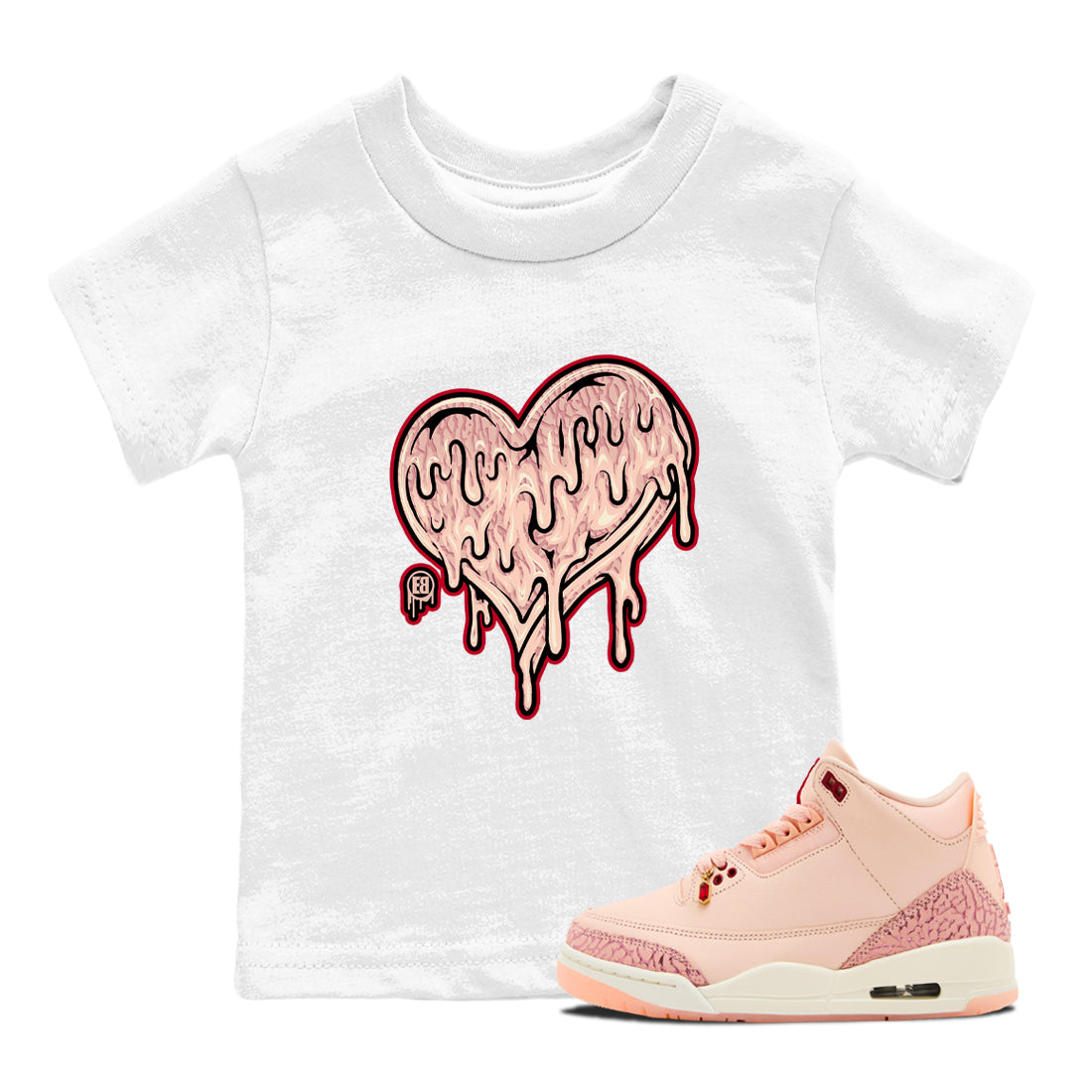 Melting Love Heart snkmatch Tees Kids - Air Jordan 3 Valentines Day