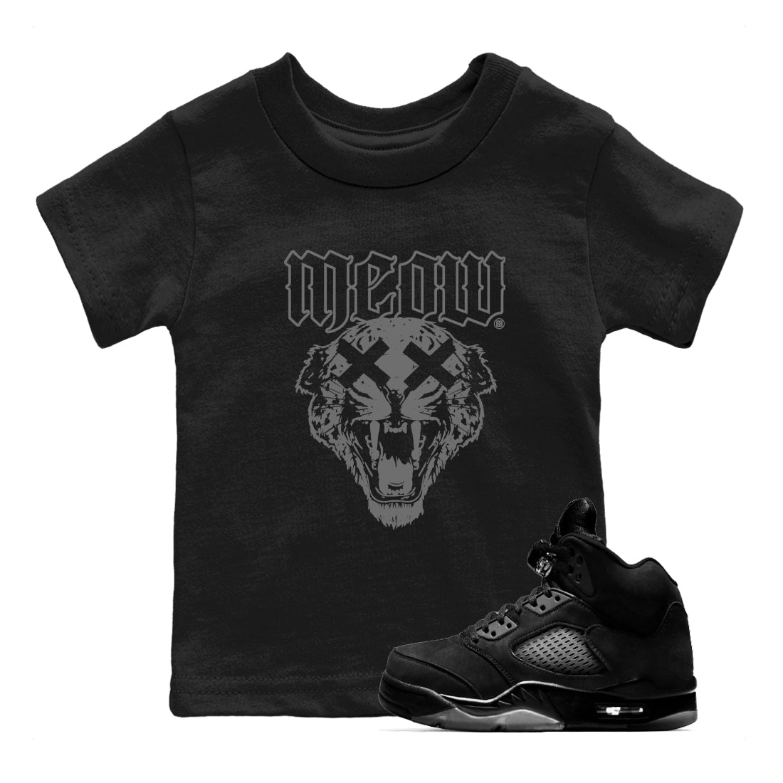 Meow snkmatch Tees Kids - Air Jordan 5 Black Cat