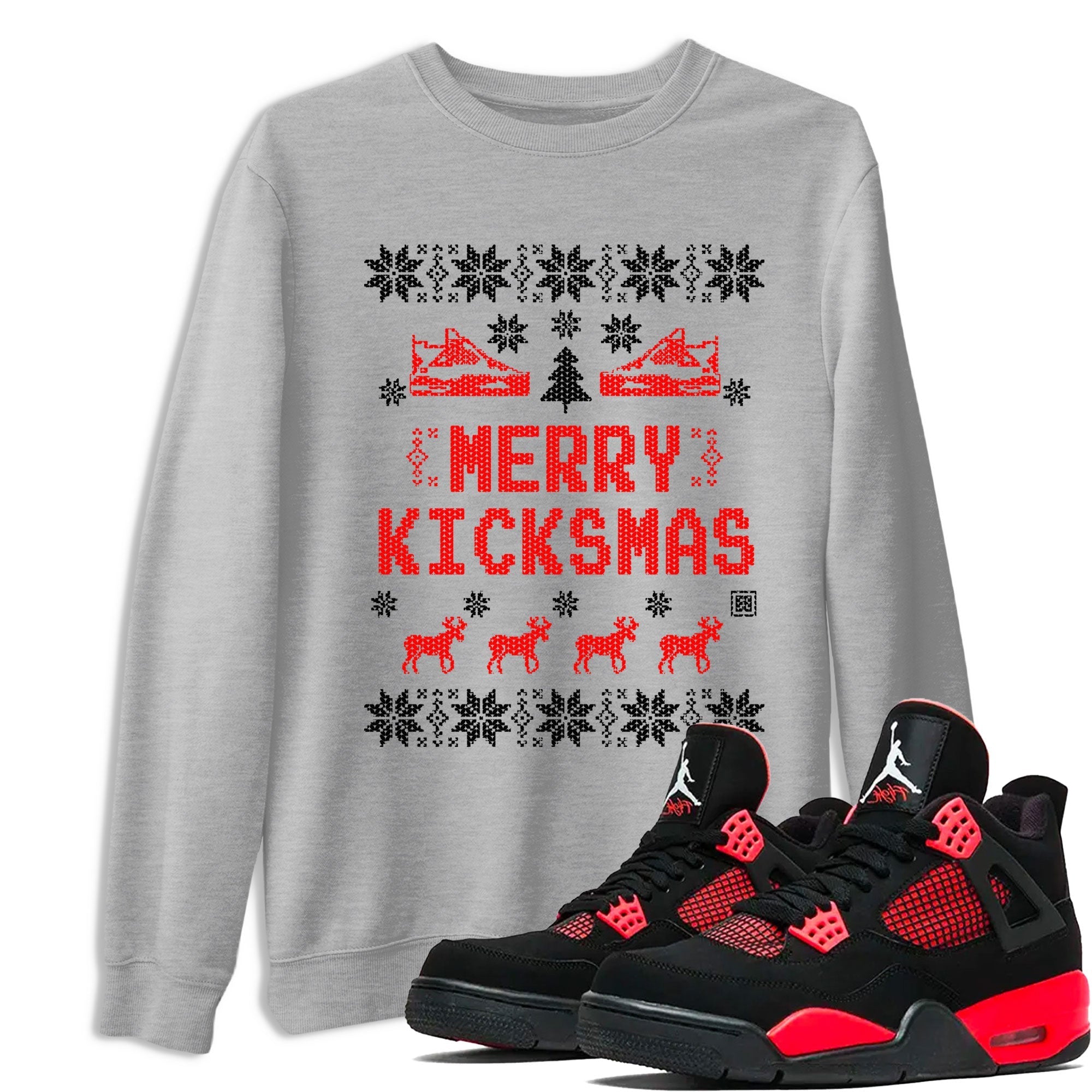 Merry Kicksmas snkmatch Tees - Air Jordan 4 Red Thunder